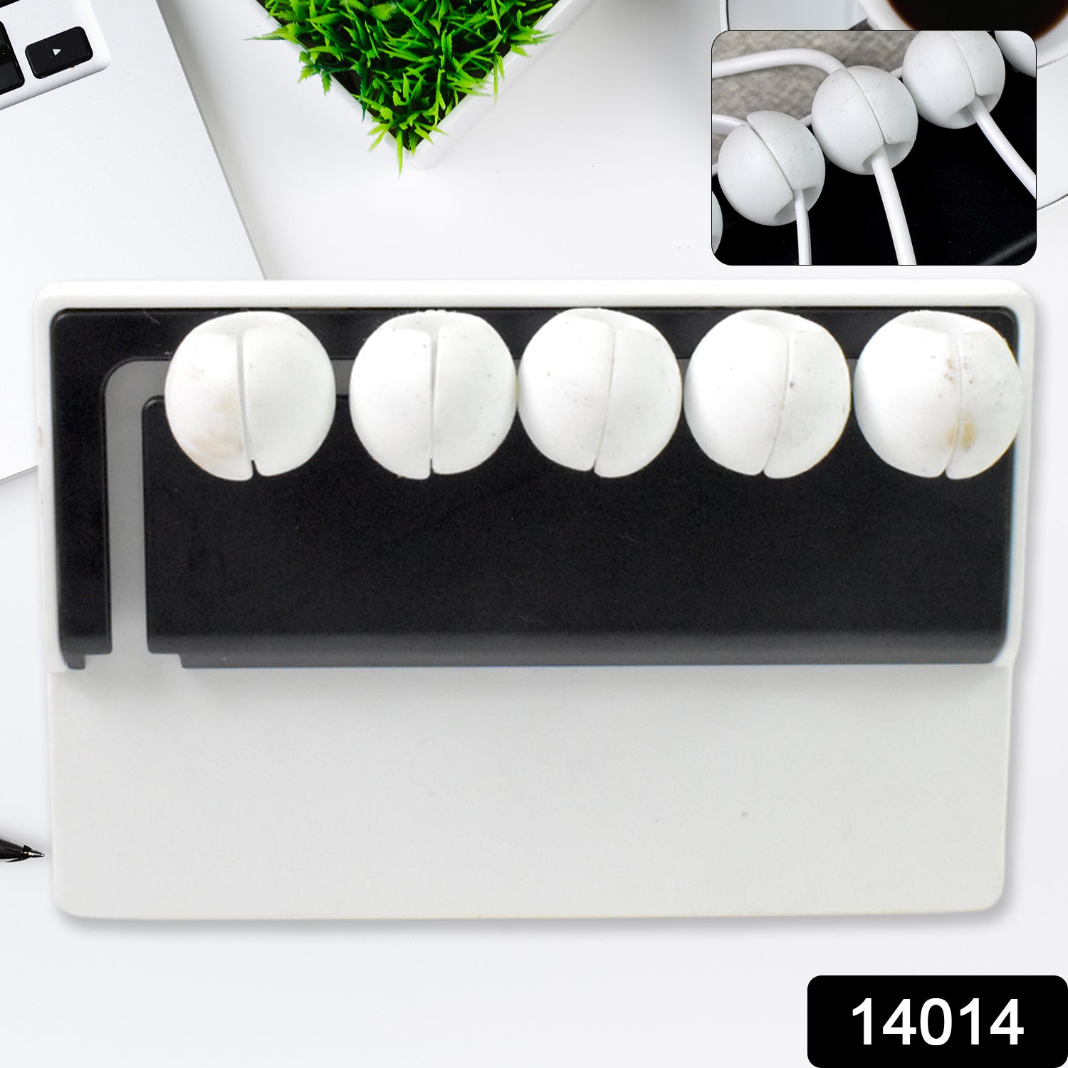 5 Slots Adhesive Desk Cable Cord Holder for Charging Cable (1 Pc / Mix Color)