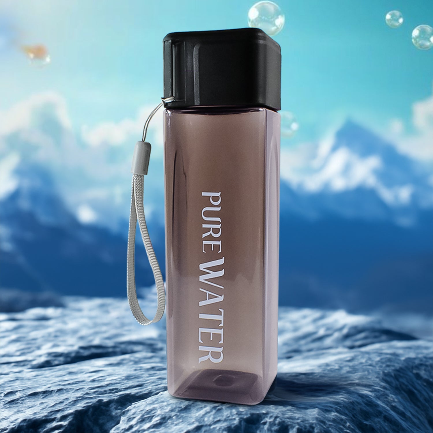 Premium 450ml Square Shape Plastic Water Bottle (1 Pc)