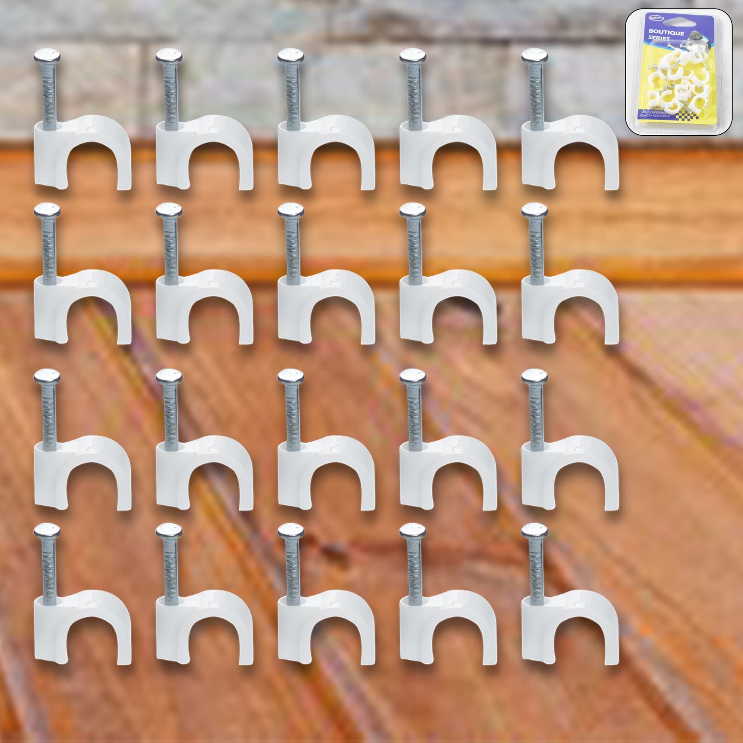 Wire Wall Clips, Plastic Cable Clips Round Wire Pins with Steel Nail (20 Pcs Set)