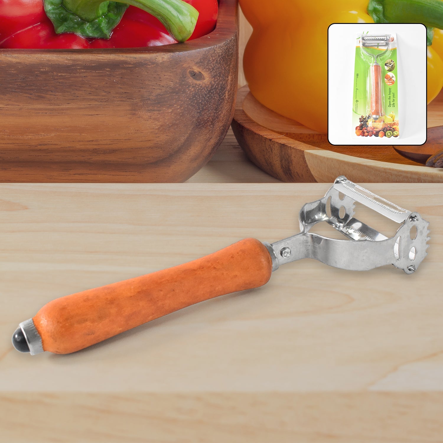 Vegetable and Fruit Peeler with Wooden Handle (1 Pc)