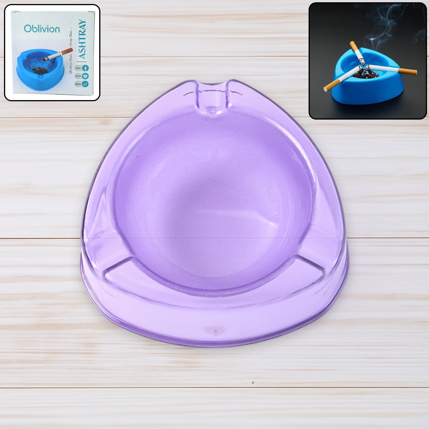 Oblivion Transparent Pueple Plastic Ashtray (1 Pc)