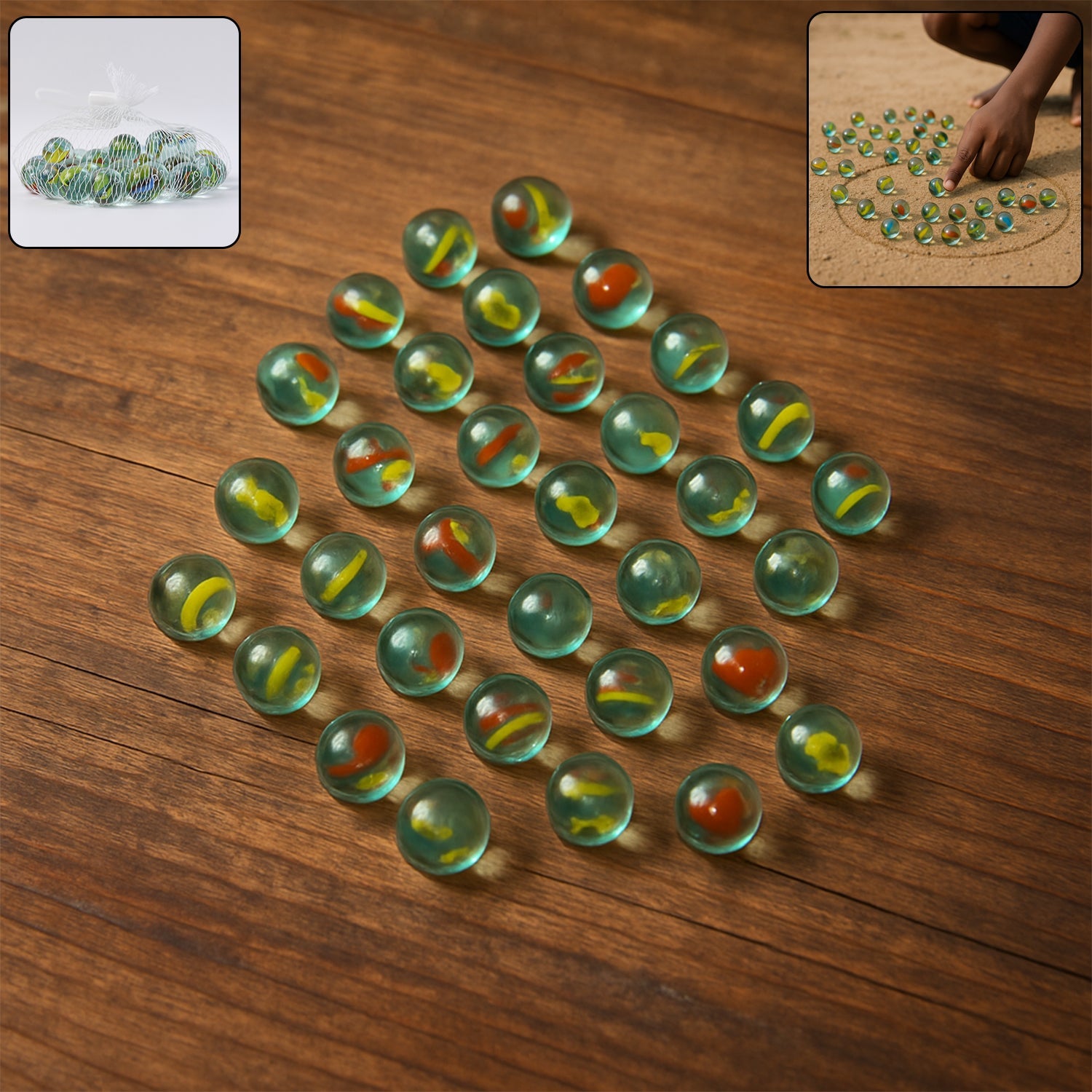 Glass Marbles for Kids Approx 35 (35 in 1)