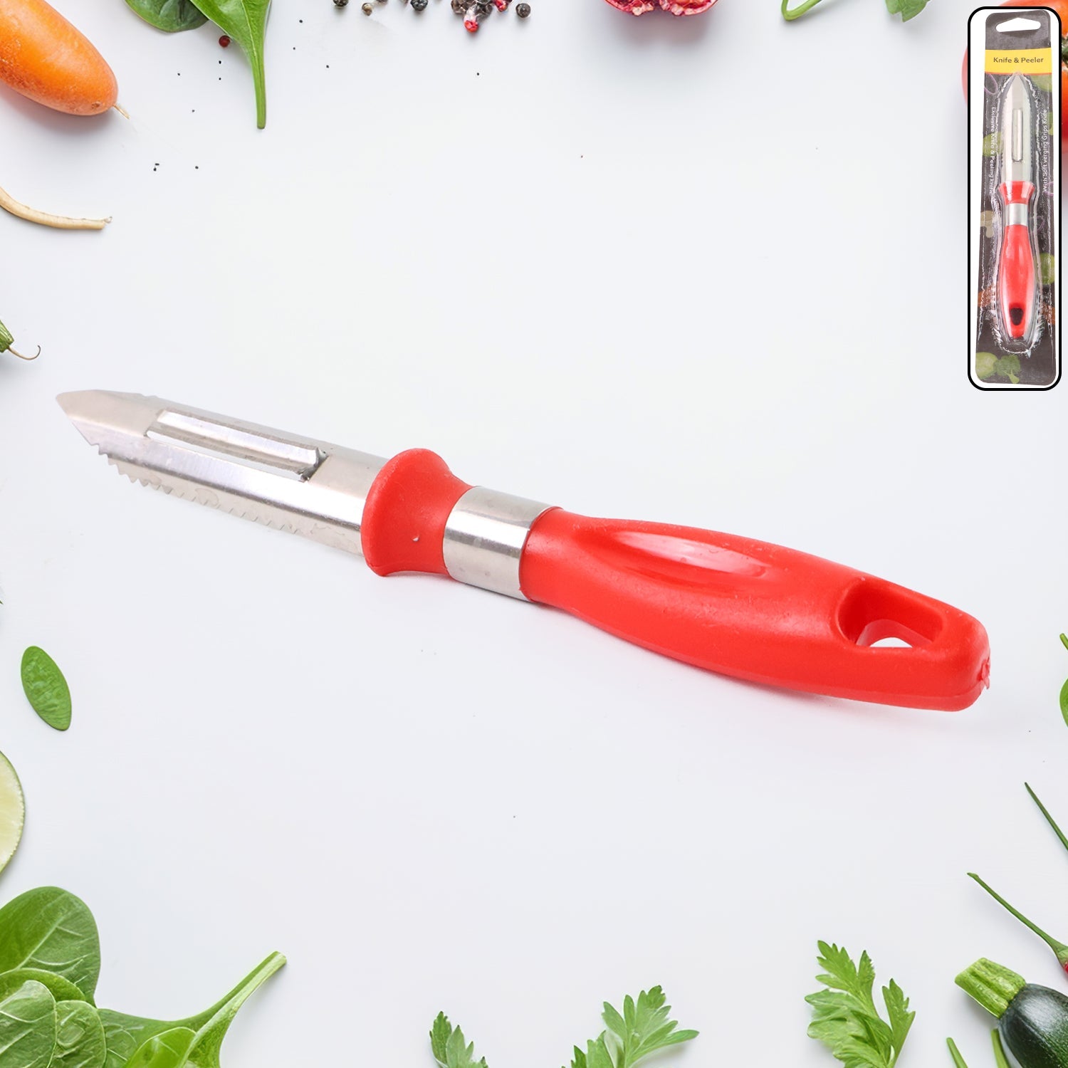 Multipurpose 2-in-1 Stainless Steel Knife & Peeler (1 Pc)