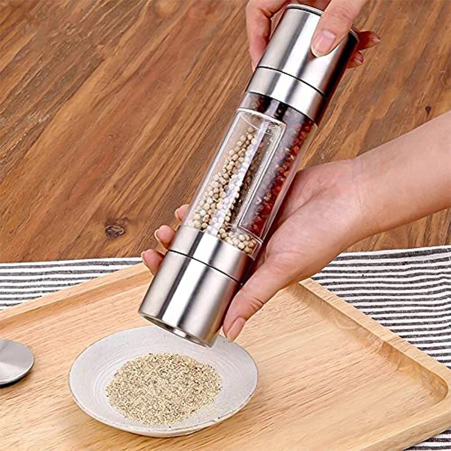 2-in-1 Stainless Steel Salt and Pepper Grinder