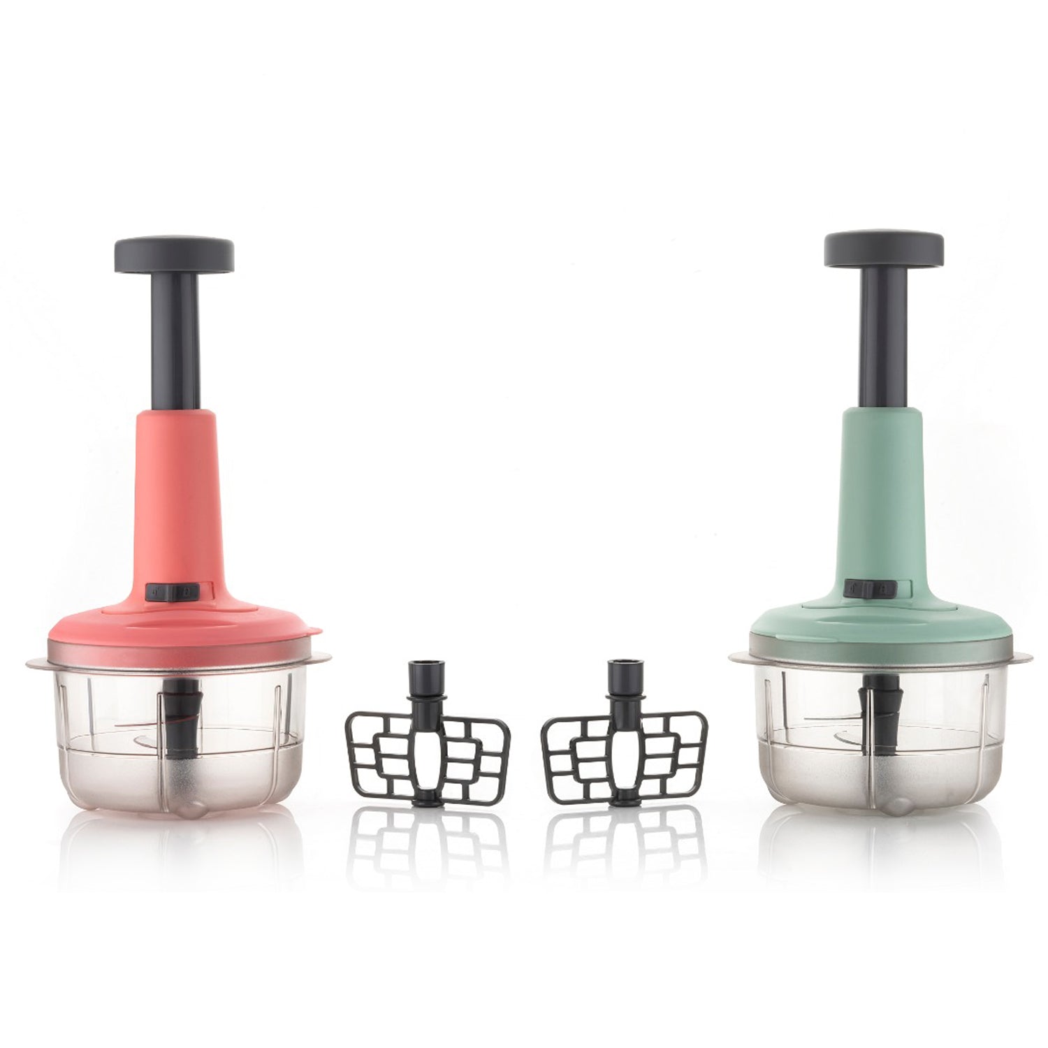 2-in-1 Push Chopper 800ml with Stainless Steel Blade for Quick Food Prep