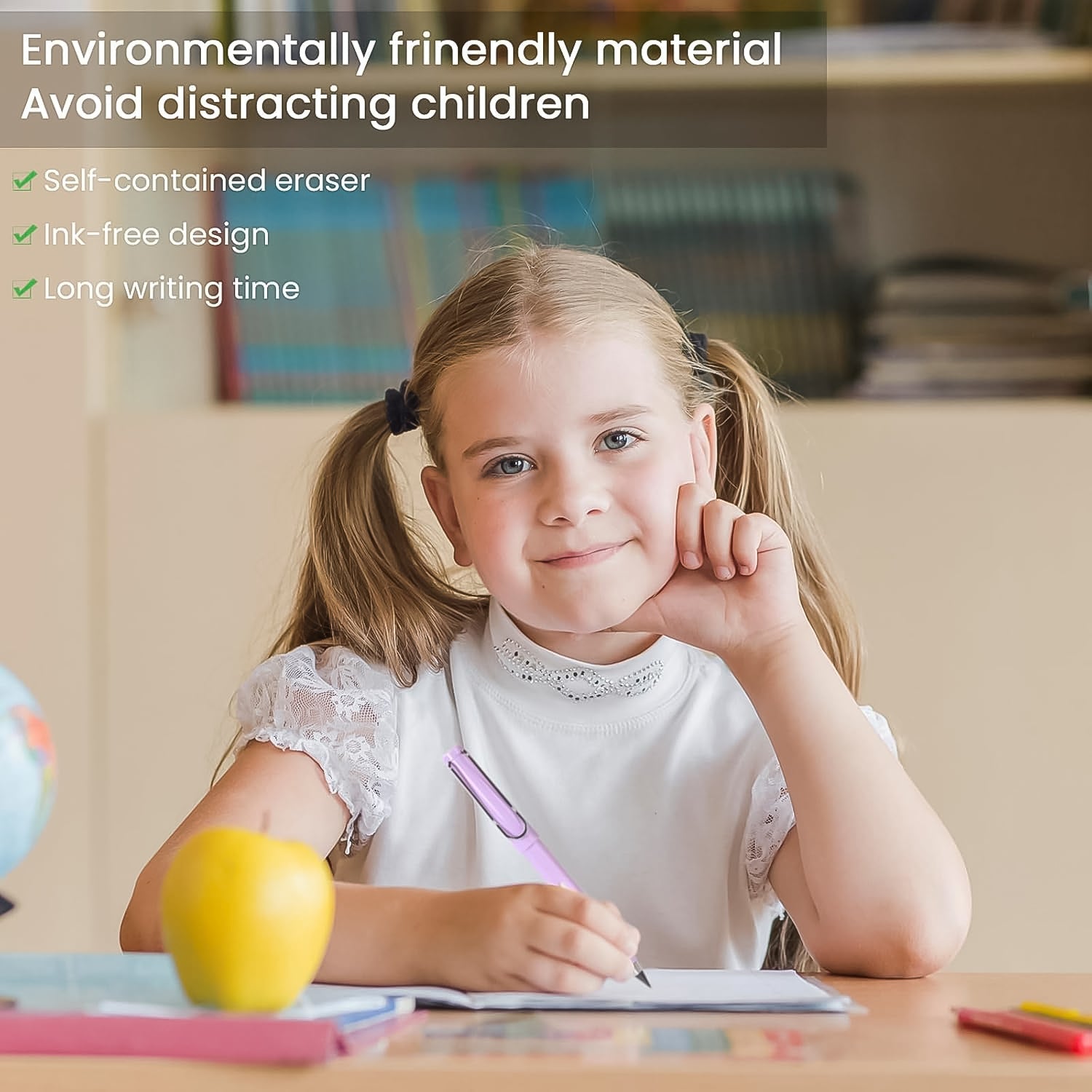 2In1 Everlasting Pencil Replaceable Head With Eraser (2 Pc / Mix Color)