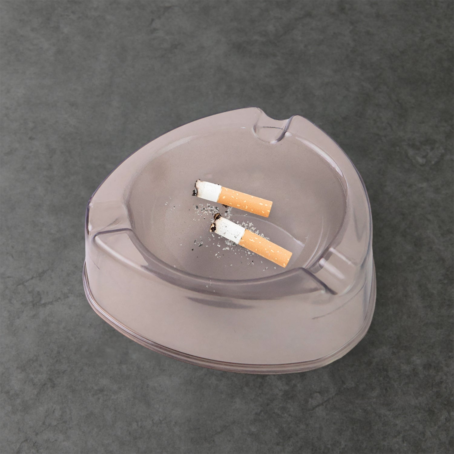 Oblivion Transparent White Ashtray with Cigarette Holder Grooves – Modern Smoke Disposal Tray (1 Pc)
