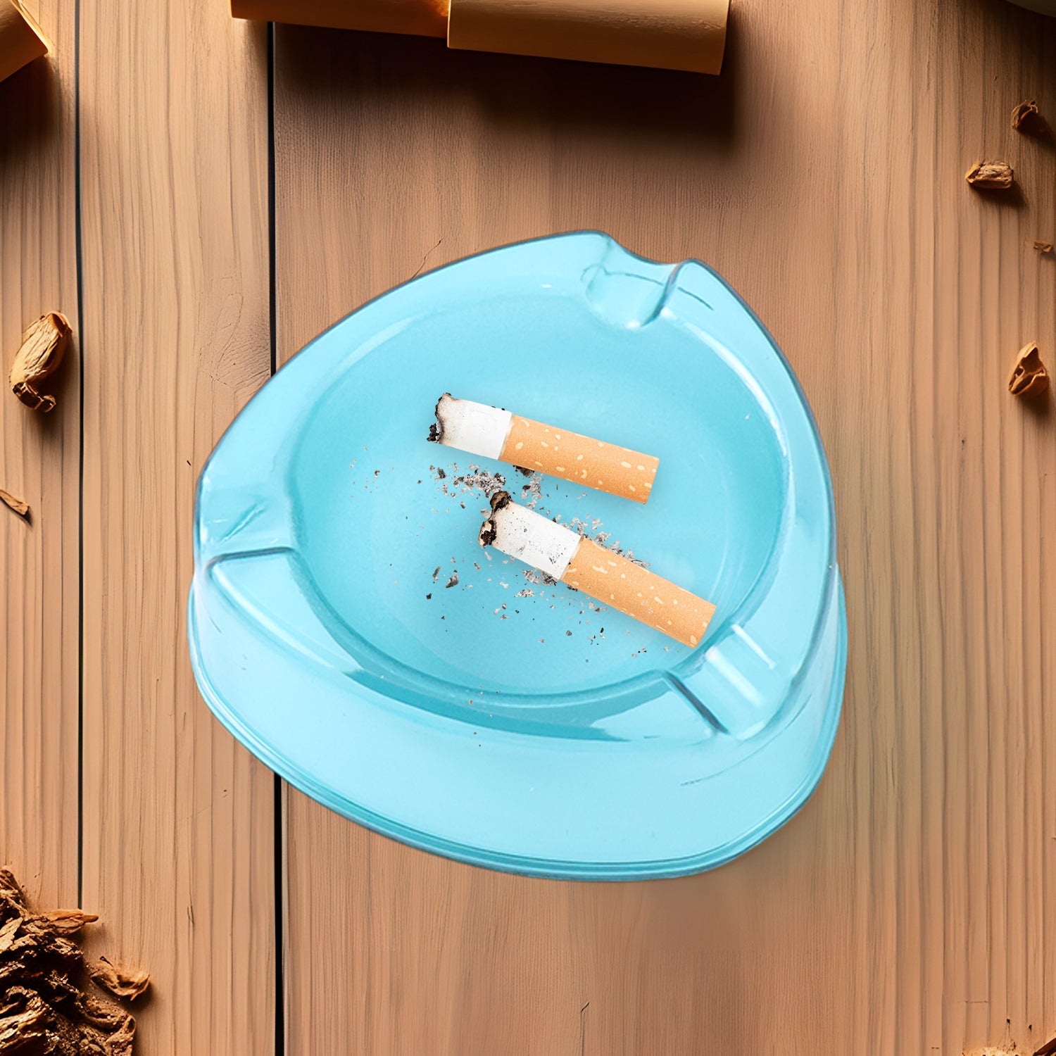 Oblivion Heavy-Duty Transparent Plastic Ashtray with Triple Rest Slots – Anti-Slip Base (1 Pc)