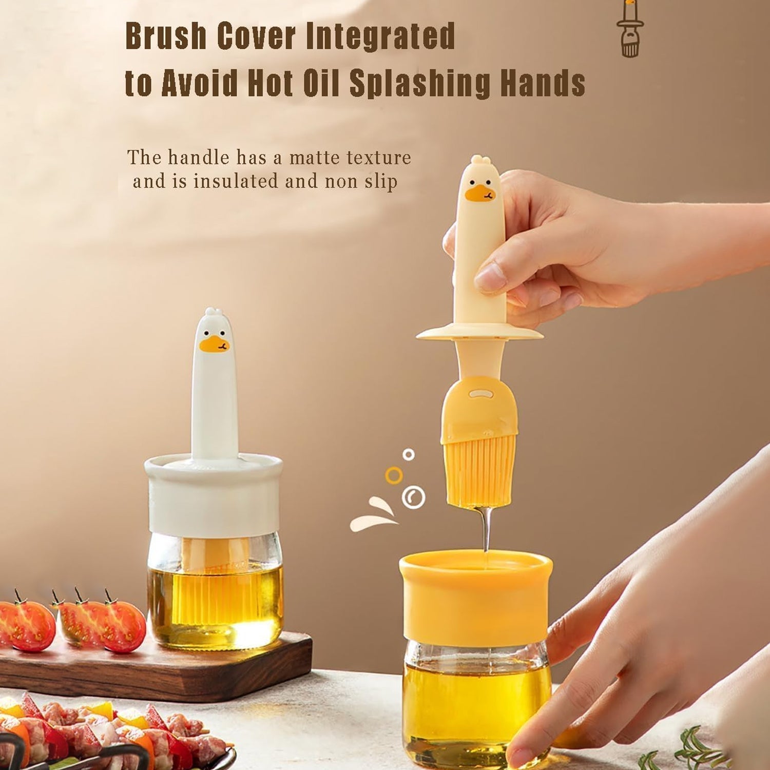 Plastic 2 in 1 Oil Dispenser Bottle with Silicone Basting Brush (1 Set)