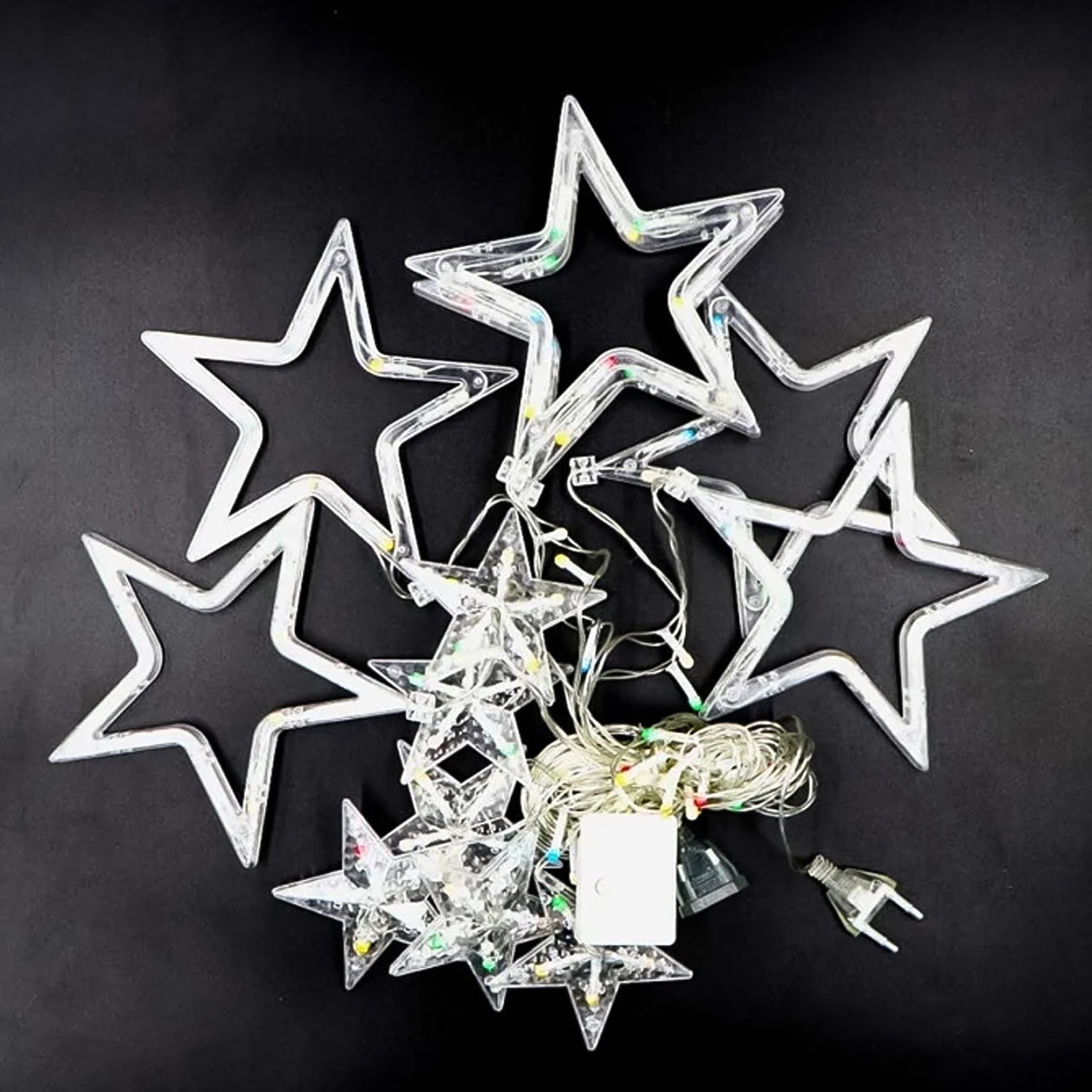 12 Stars LED Curtain String Lights with 8 Flashing Modes for Home Decoration, Diwali & Wedding LED Christmas Light Indoor and Outdoor Light ,Festival Decoration (Multicolor / With Box)