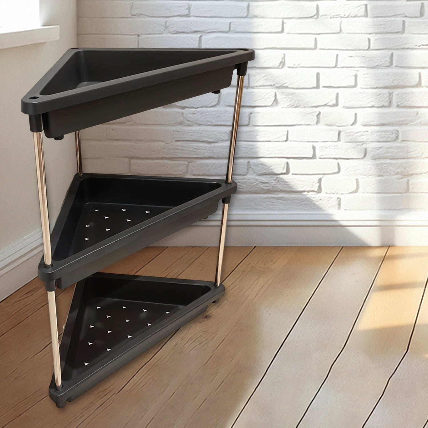 3-Layer Multipurpose Plastic Corner Storage Rack