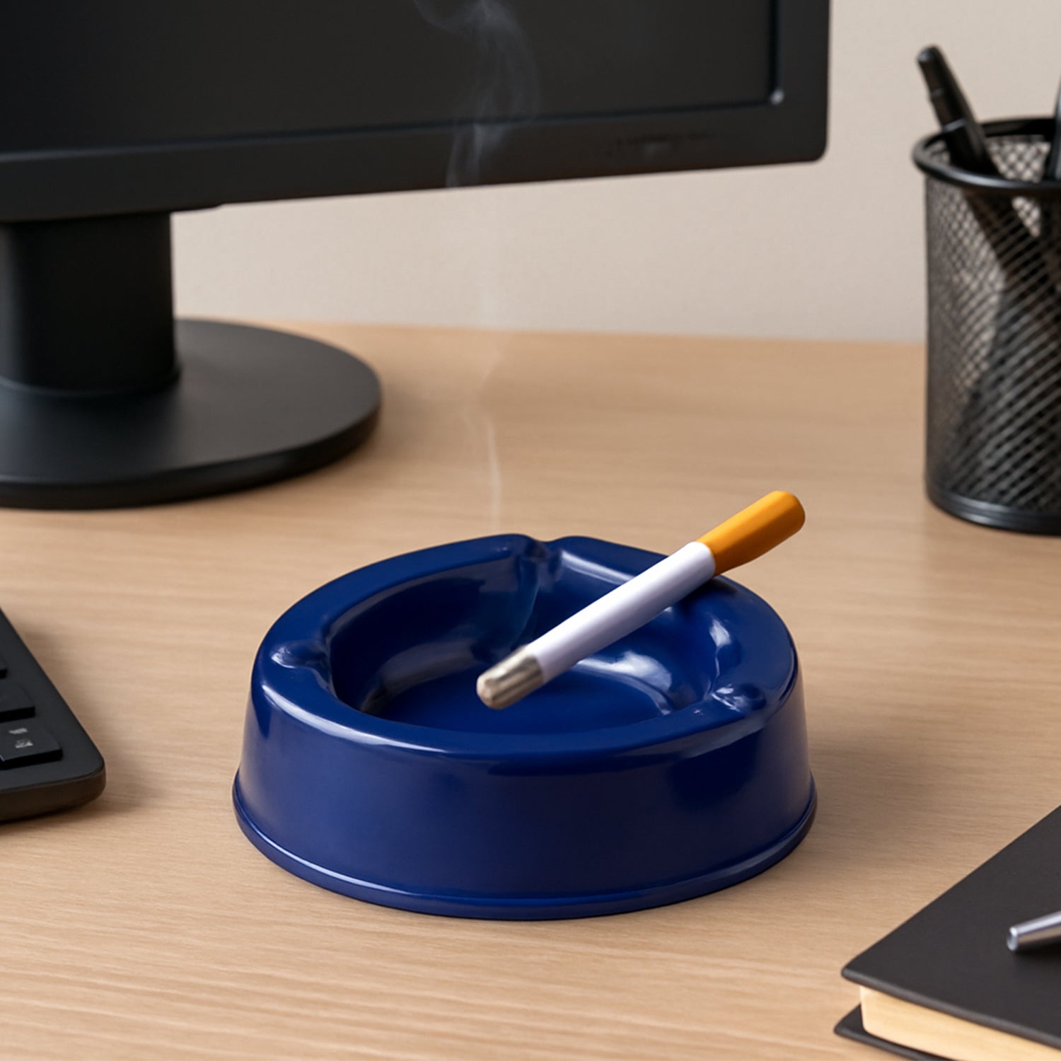Oblivion Dark Blue Plastic Ashtray (1 pc)