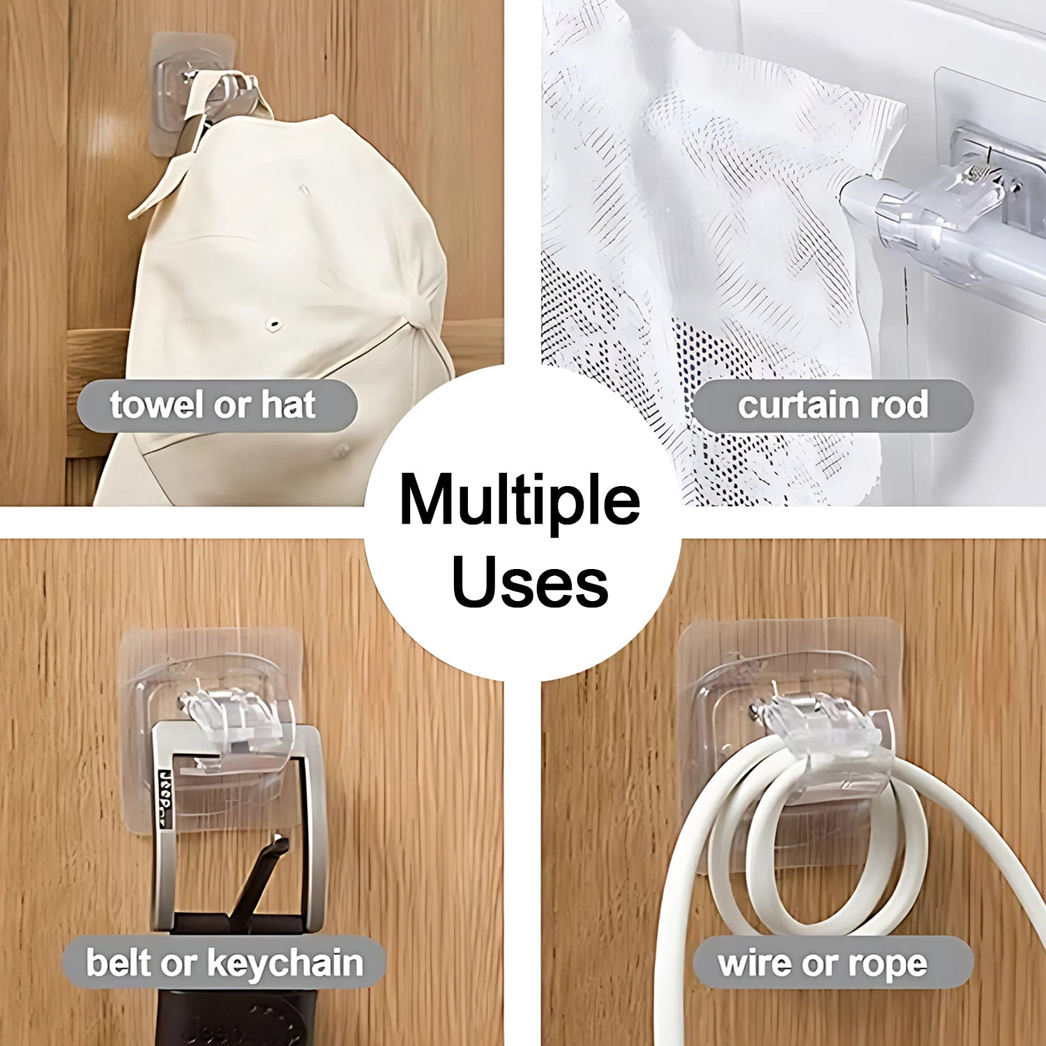 Self-Adhesive Transparent Wall with Spring-Loaded Anti-Slip Clip (1 Pc)