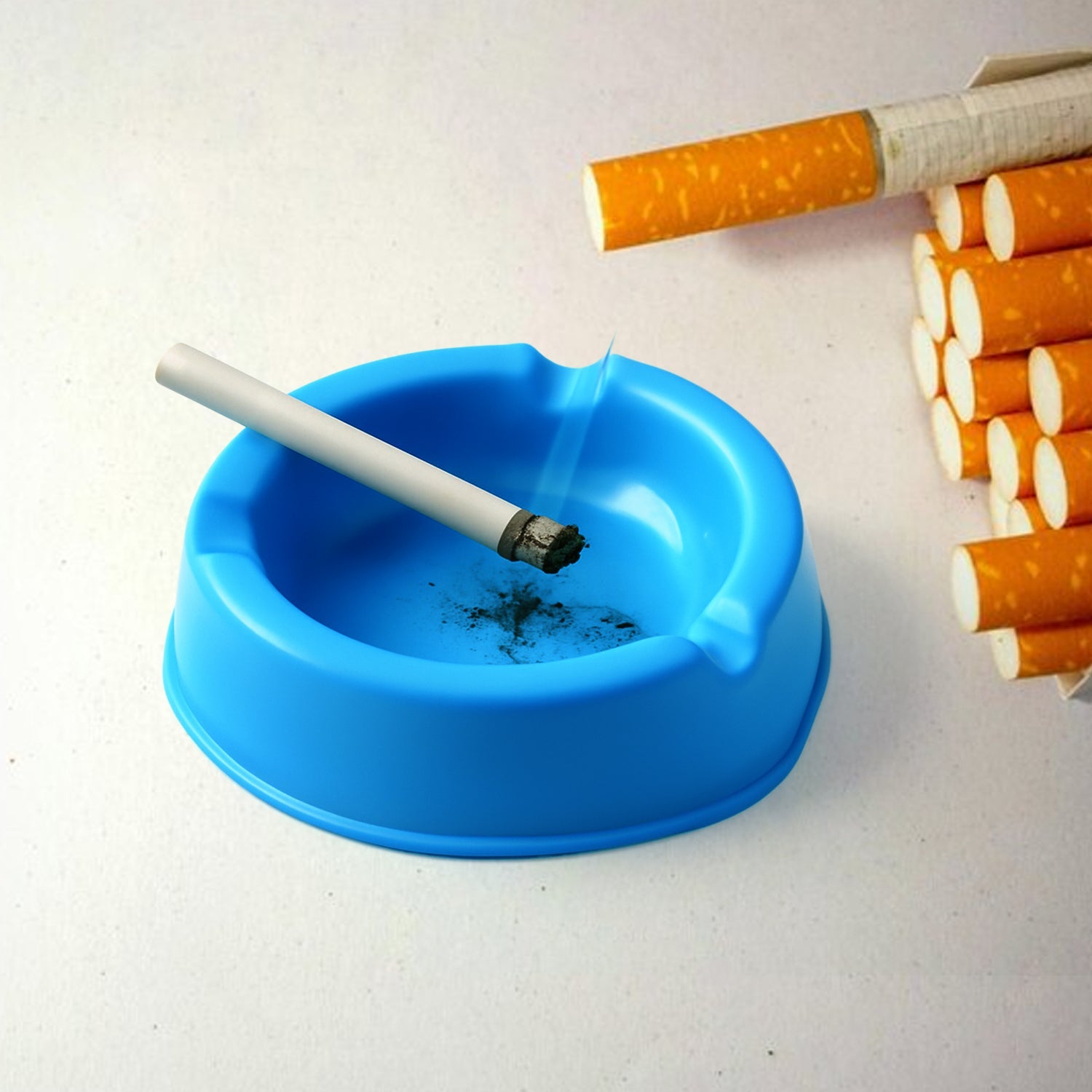 Oblivion Durable Plastic Ashtray with Wide Bowl and Triple Cigarette Holder Slots (1 Pc)