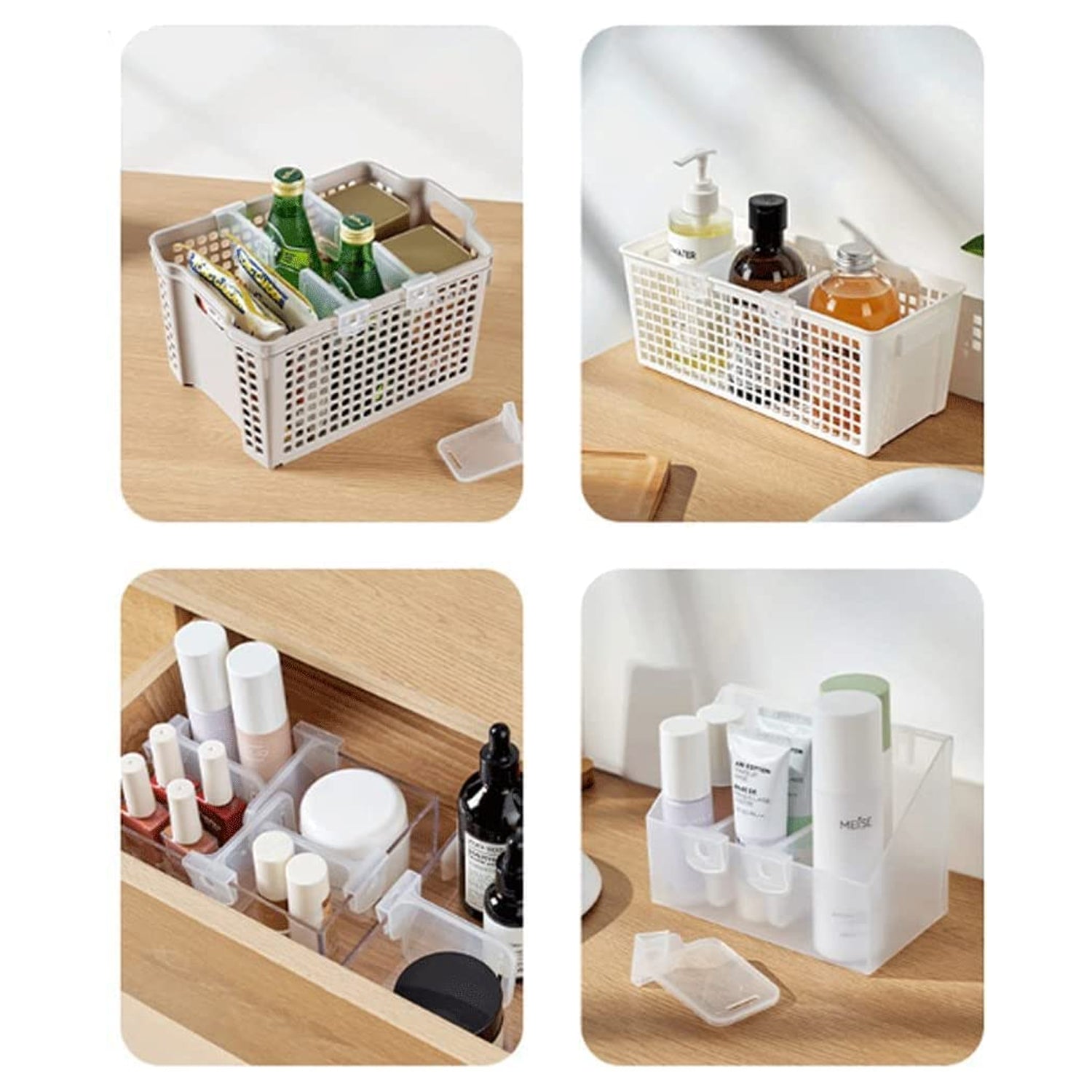 Plastic Storage Baskets Space allocator, Refrigerator Organizer Bins partition Clip (10 Pcs Set)
