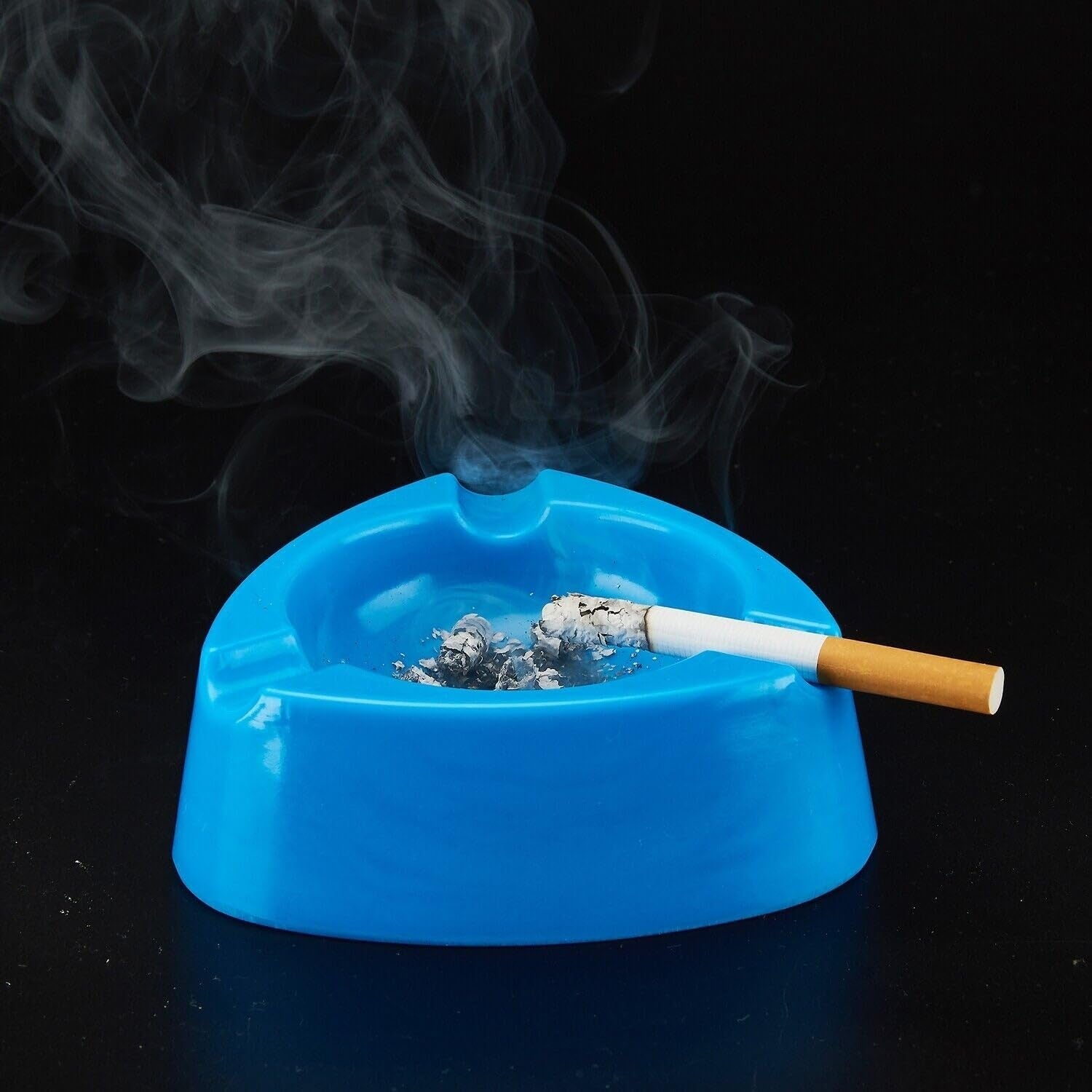 Oblivion Durable Plastic Ashtray with Wide Bowl and Triple Cigarette Holder Slots (1 Pc)