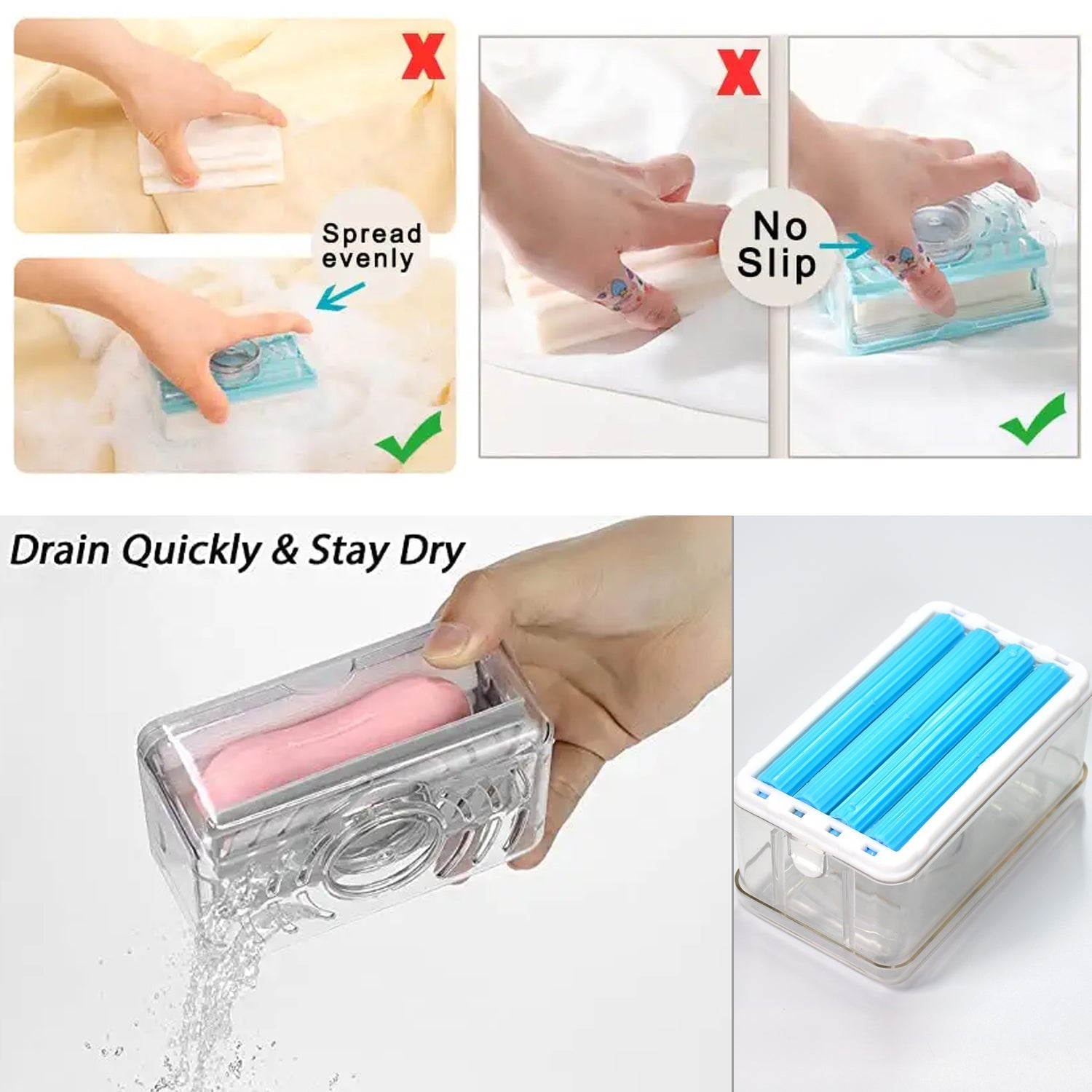2-in-1 Portable Soap Dish & Dispenser – Multifunctional Soap Holder with Roller & Drain Holes for Bathroom, Kitchen, Home Use (1 Pc)
