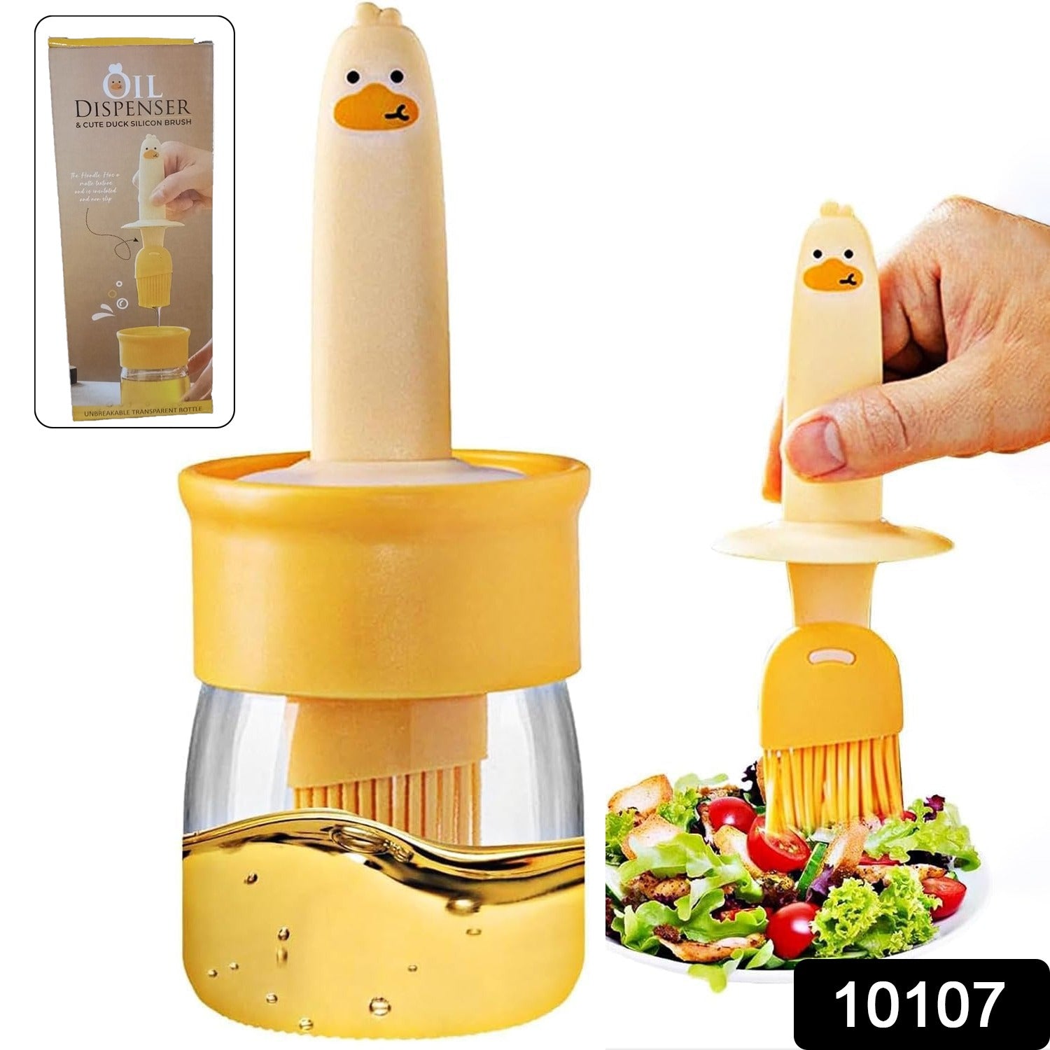 Plastic 2 in 1 Oil Dispenser Bottle with Silicone Basting Brush (1 Set)