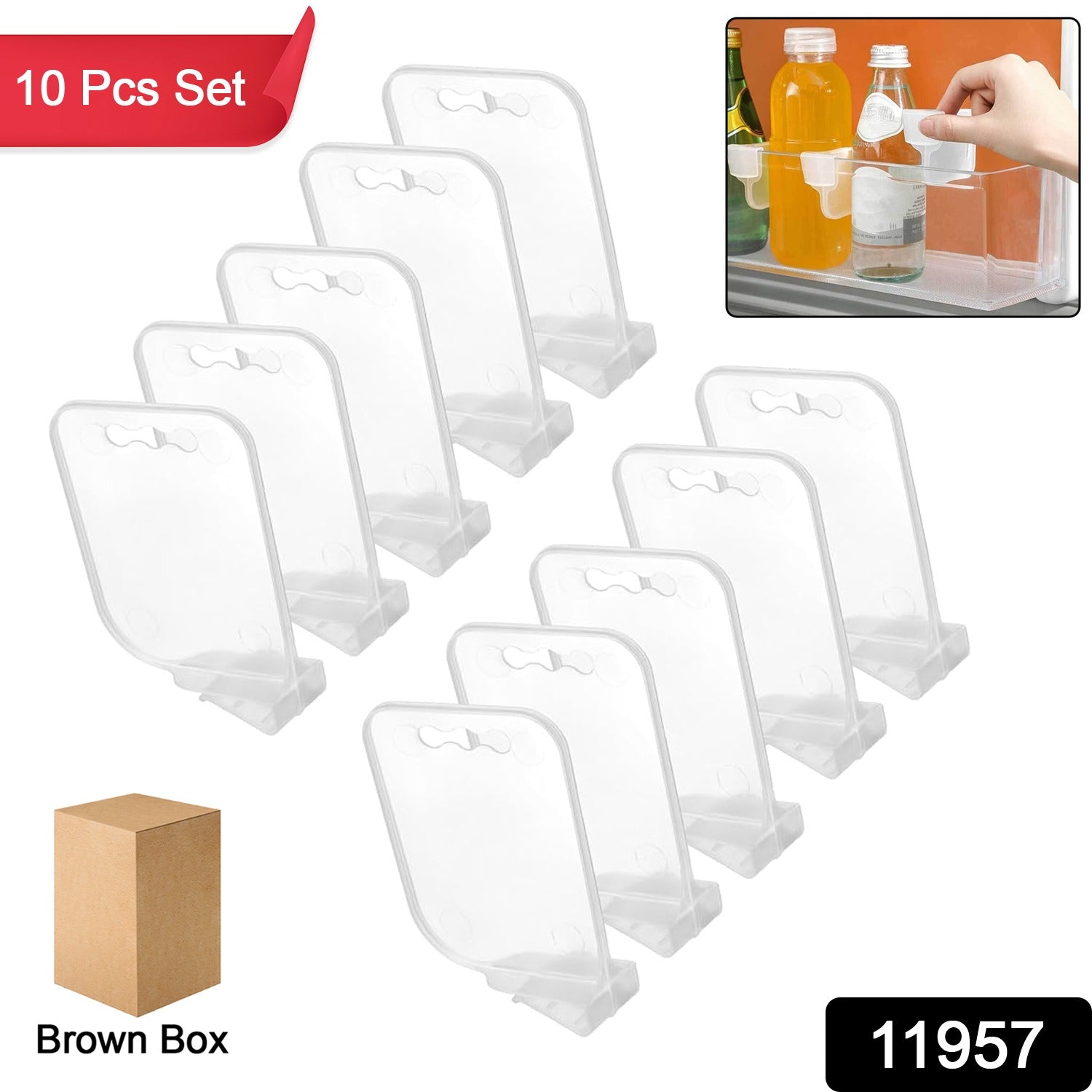 Plastic Storage Baskets Space allocator, Refrigerator Organizer Bins partition Clip (10 Pcs Set)