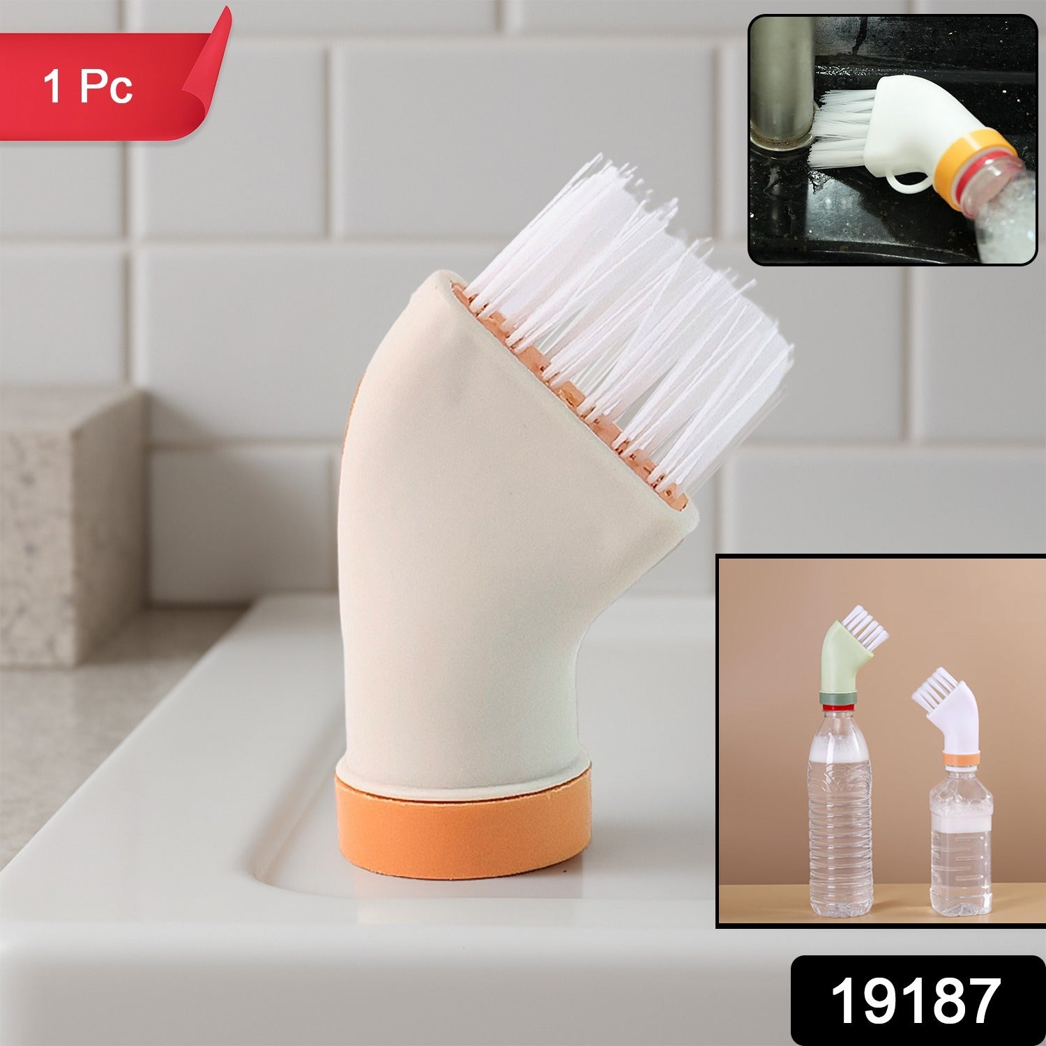 Multipurpose Bottle-Attachable Cleaning Brush for Kitchen and Bathroom (1 Pc)