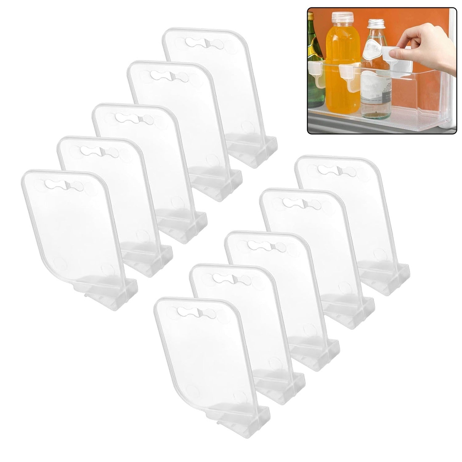 Plastic Storage Baskets Space allocator, Refrigerator Organizer Bins partition Clip (10 Pcs Set)