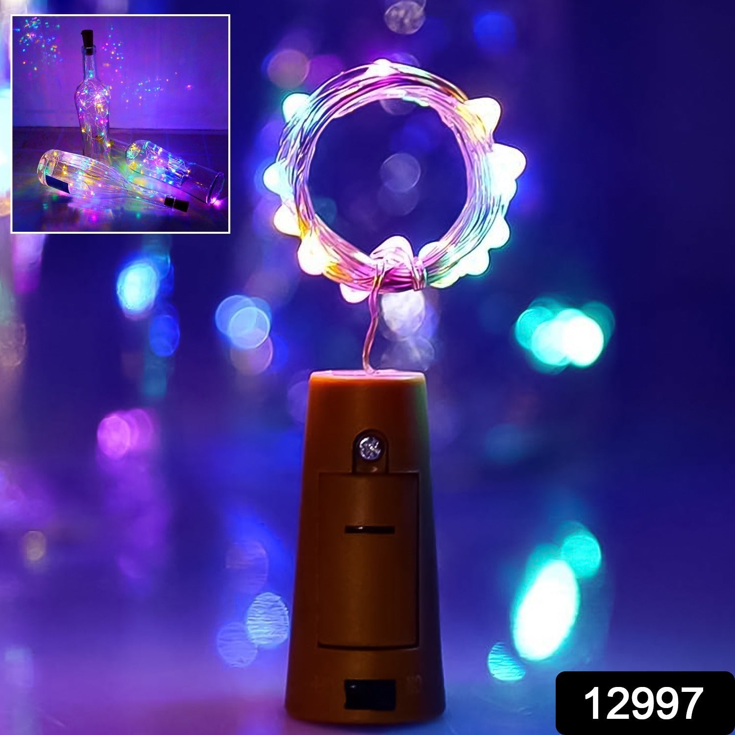 Wine Bottle Cork LED String Light, 2M Cable Multicolor, Battery Operated (1 Pc)