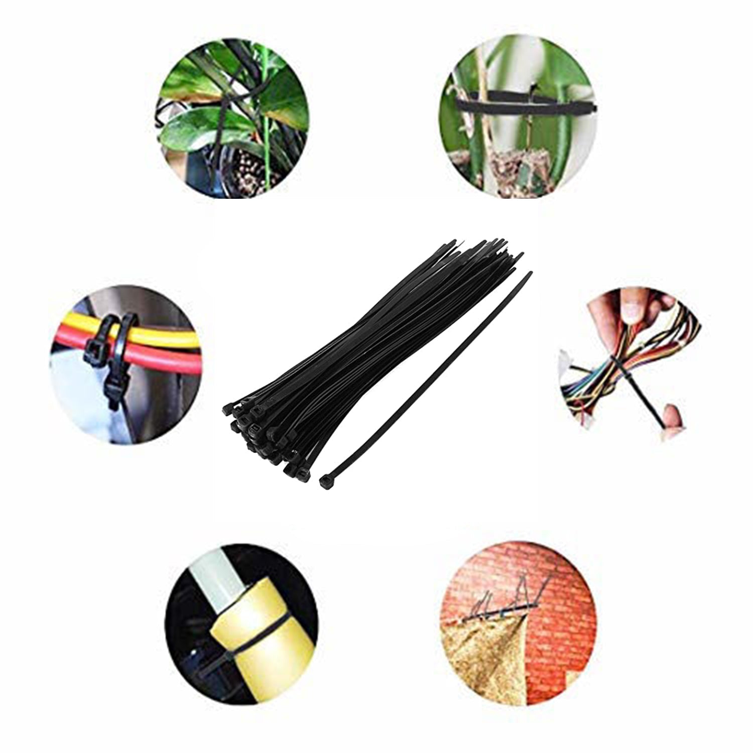 3×100 MM Nylon Self Locking Cable Ties, Heavy Duty Strong Zip Wire Tie. Pack of 100pc - Black
