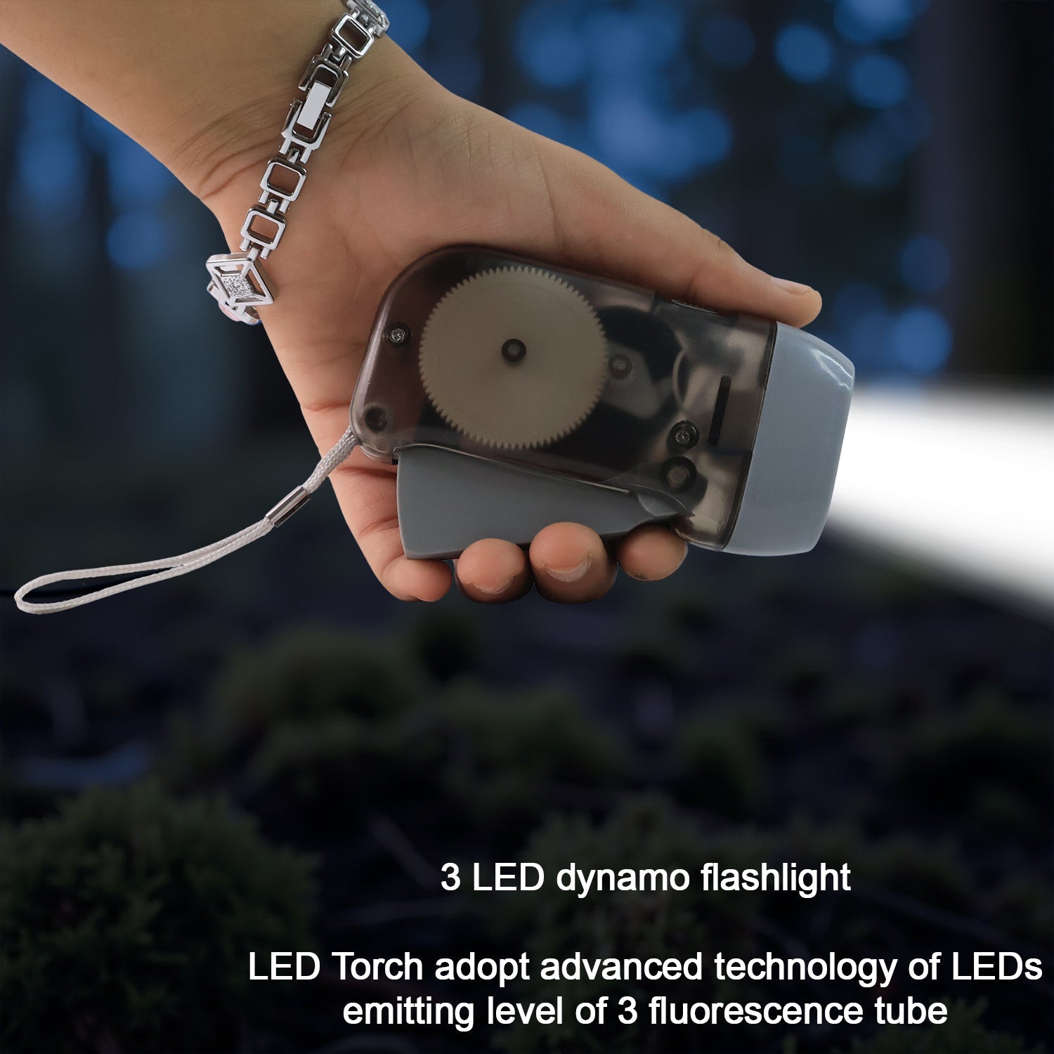 3 LED Hand Press Torch Hand Crank Flashlight Hand Pressing Flashlight Traveling Torch Light Manual Generator, Battery-Free Flashlight (1 Pc)