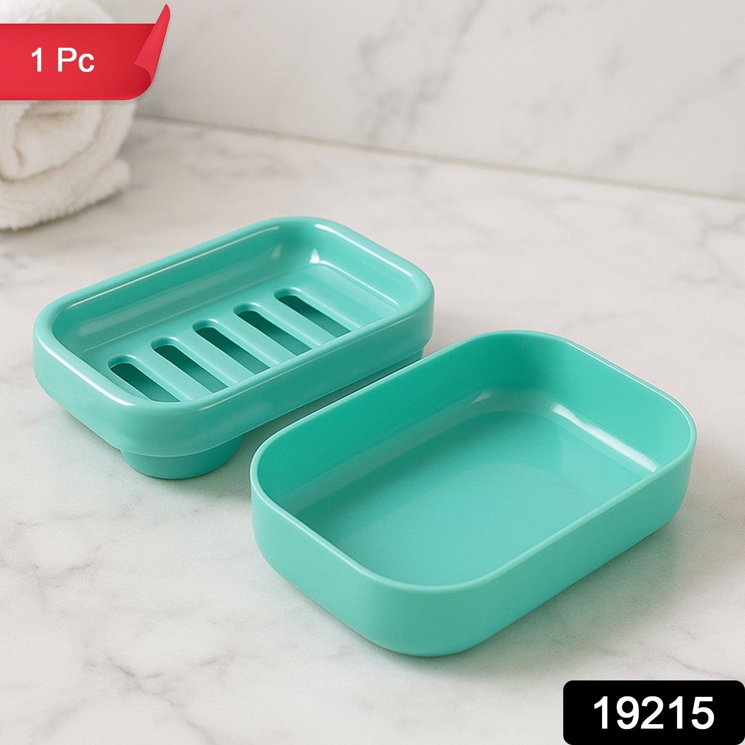 Premium Quality Rectangular Aqua Green Plastic Soap Case (1 Pc)