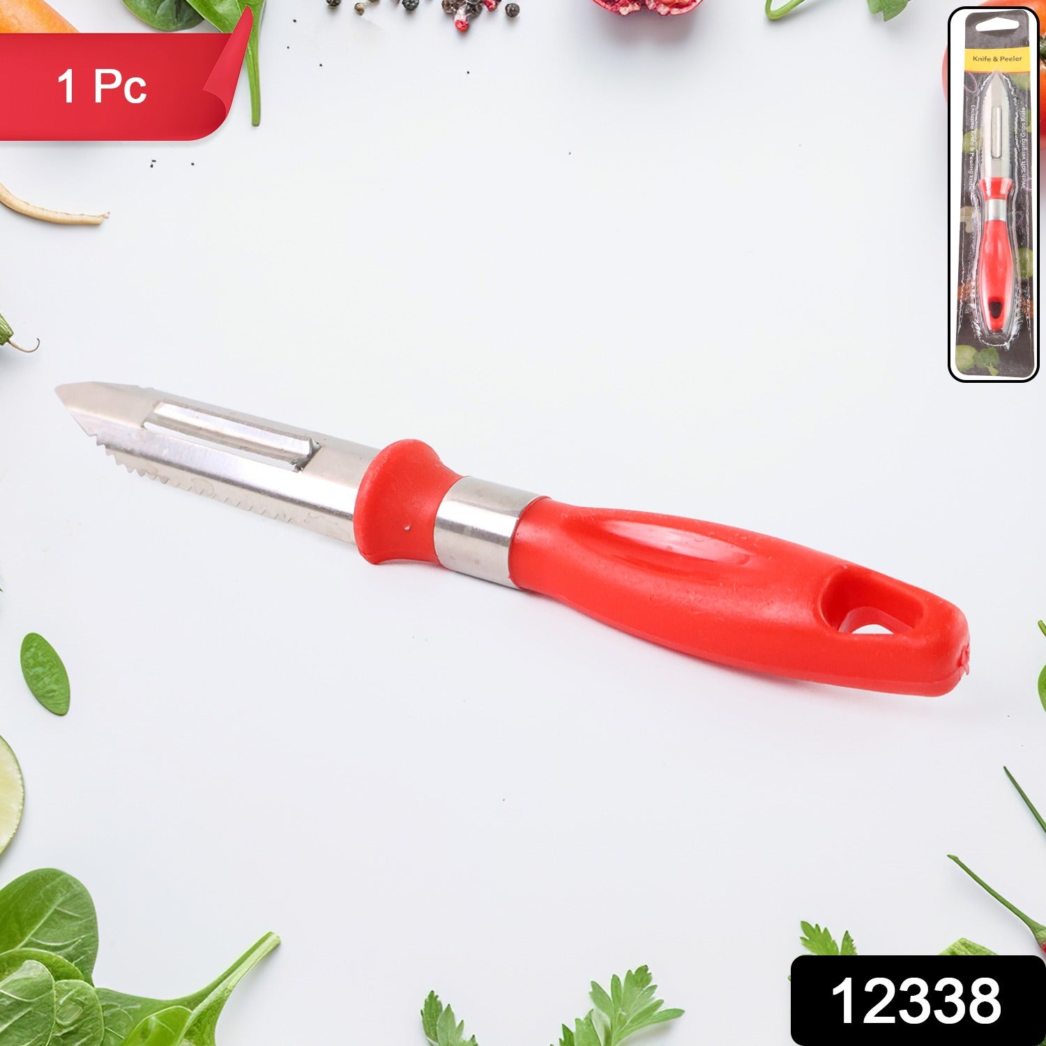 Multipurpose 2-in-1 Stainless Steel Knife & Peeler (1 Pc)