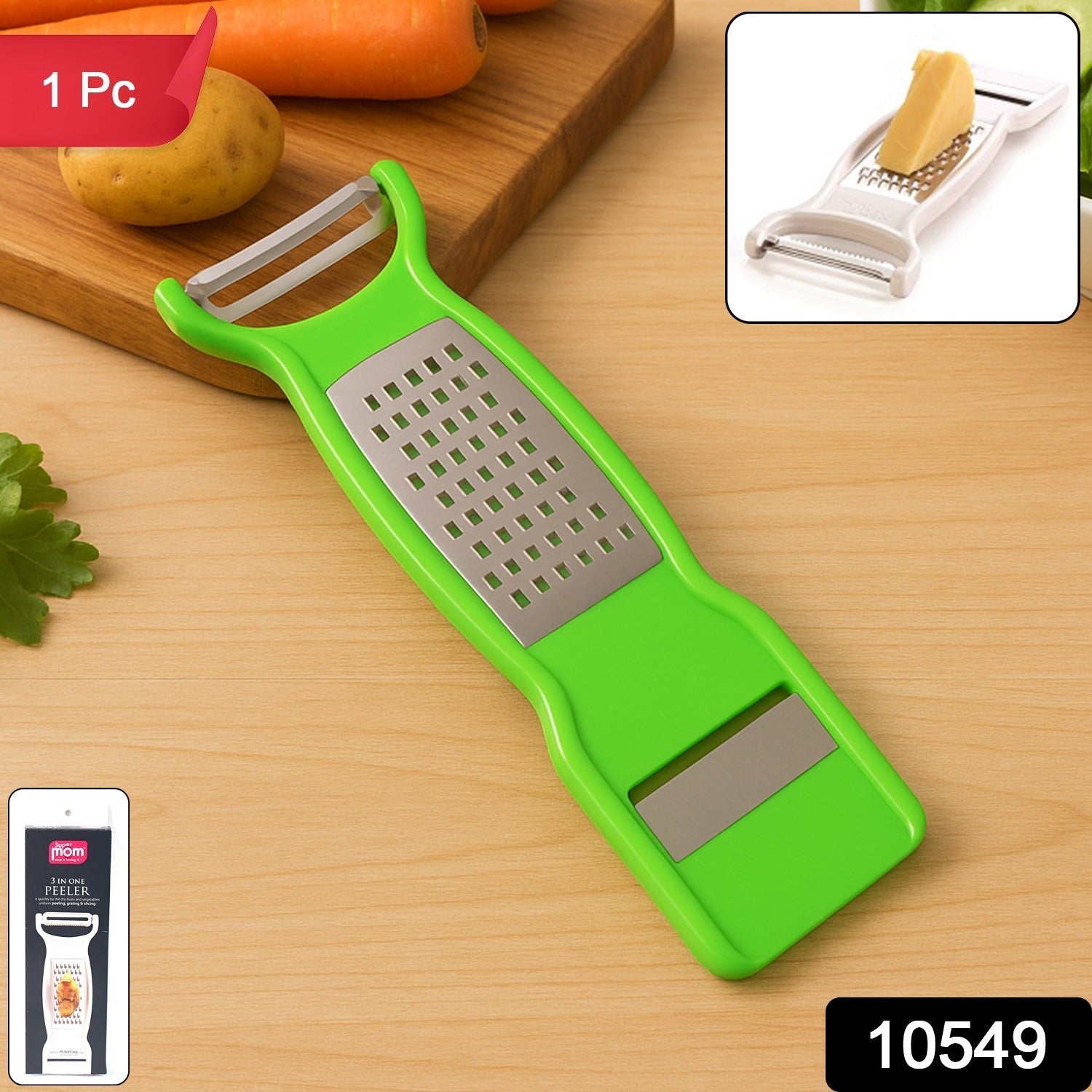 Supermom 3-in-1 Multi-Functional Stainless Steel Vegetable & Fruit Peeler (1 Pc)