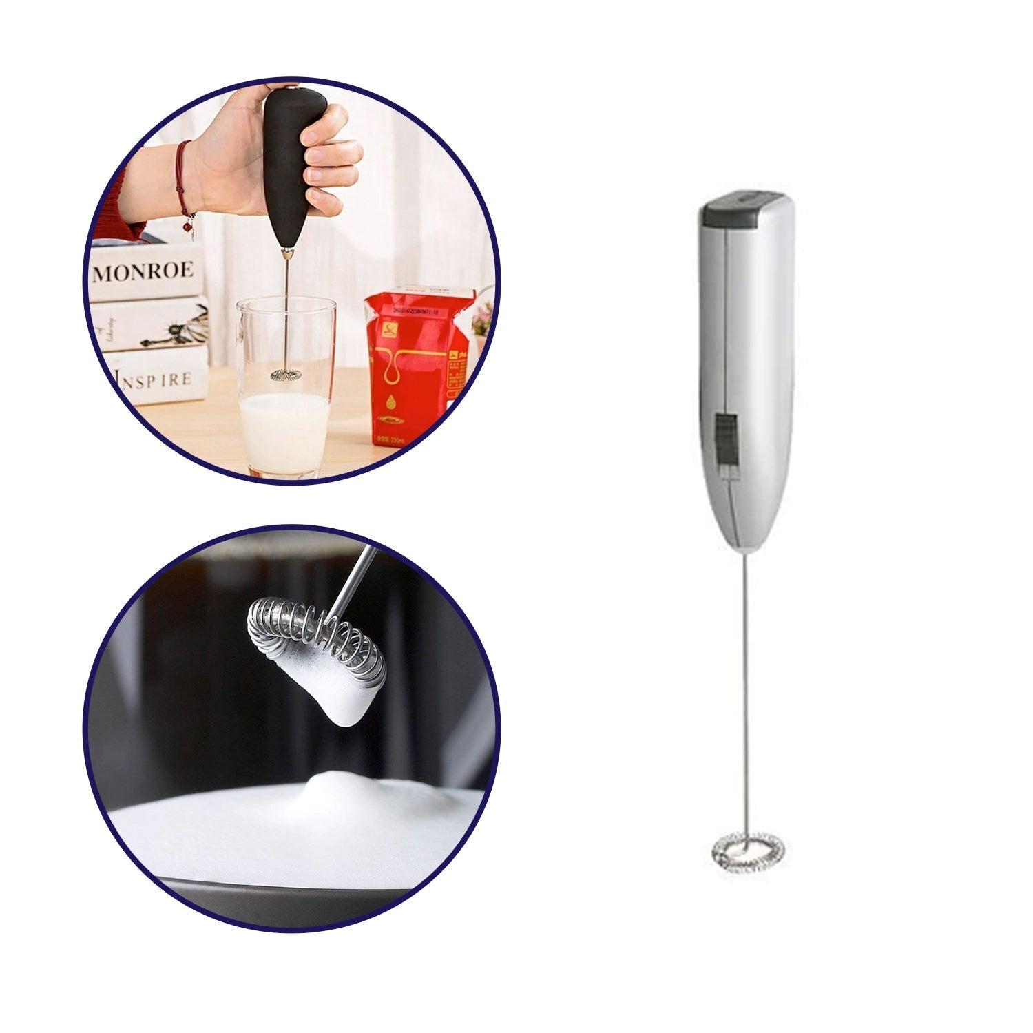 Electric Handheld Milk Wand Mixer Frother For Latte Coffee Hot Milk (Battery Not Included)