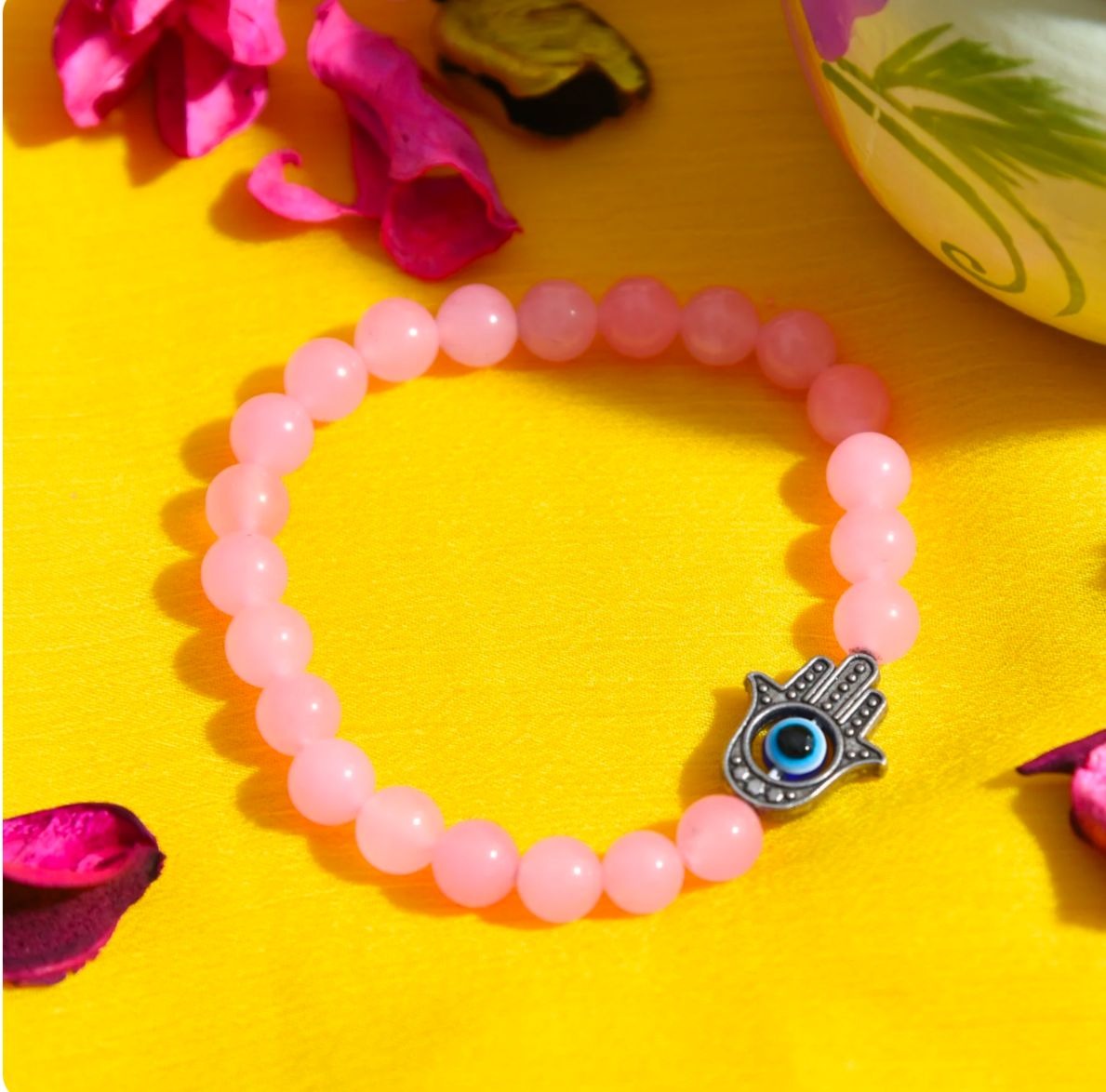 Natural Rose Quartz Reiki Chakra Healing Bracelet – 8mm Semi-Precious Gemstone Beads for Yoga, Meditation & Feng Shui – Unisex Jewelry