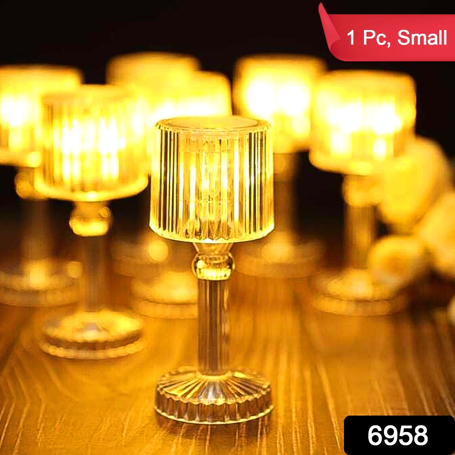 Mini Acrylic LED Desk Lamps Table Lamp Portable Crystal, Diwali (1 Pc / Small)