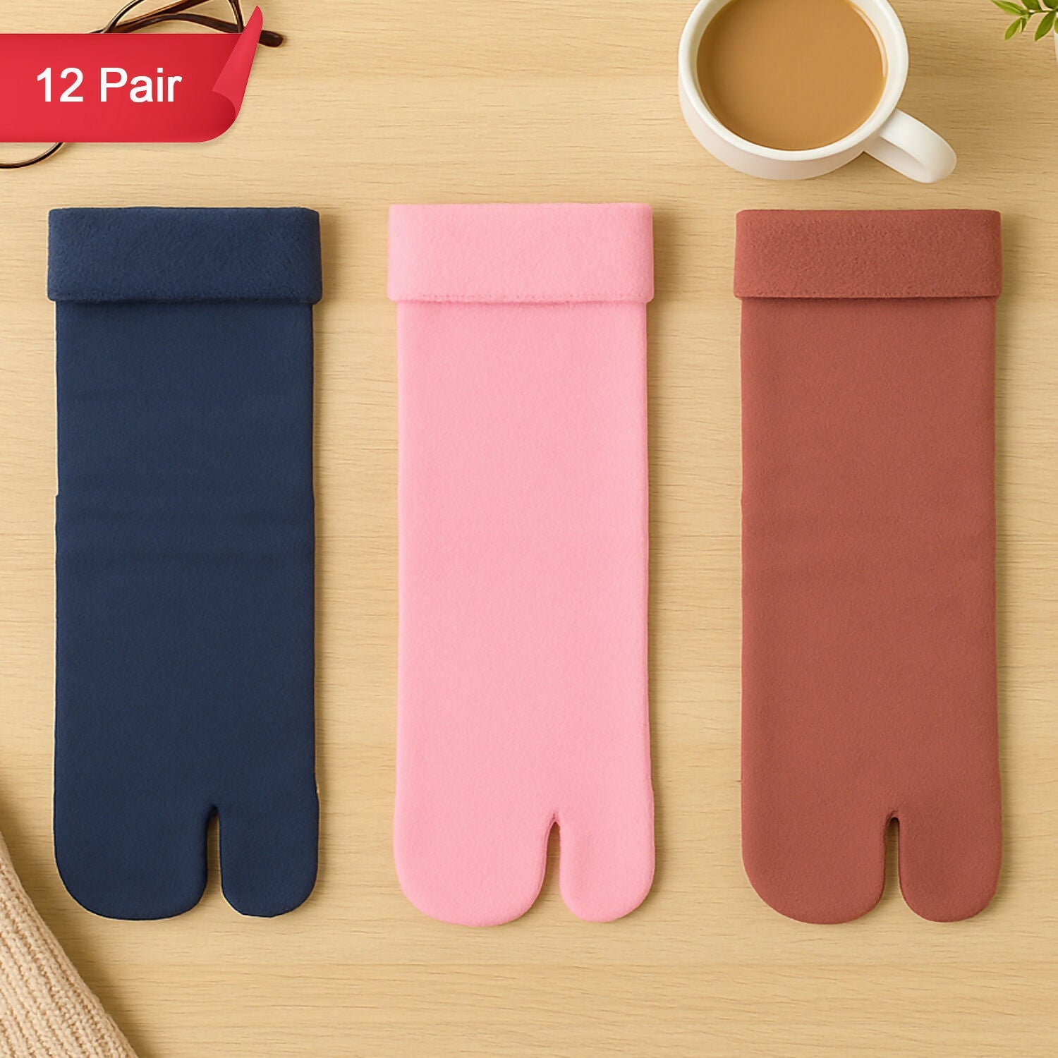 12 Pair Women’s Split Toe Tabi Socks – Soft Warm Casual Socks for Daily Wear