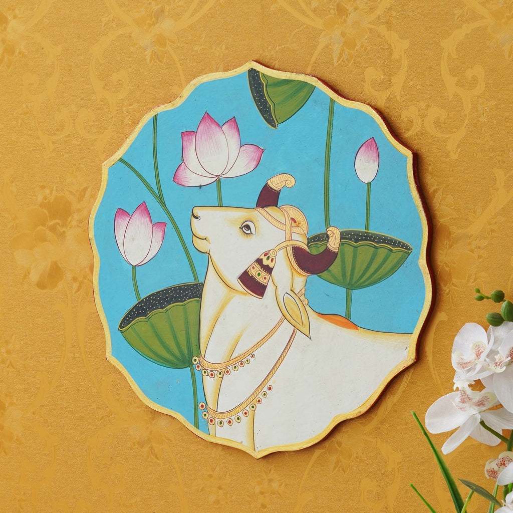 Handmade Pichwai Wooden Wall Painting For LivingRoom Home Décor , Paintings For Wall Decoration Home decorations