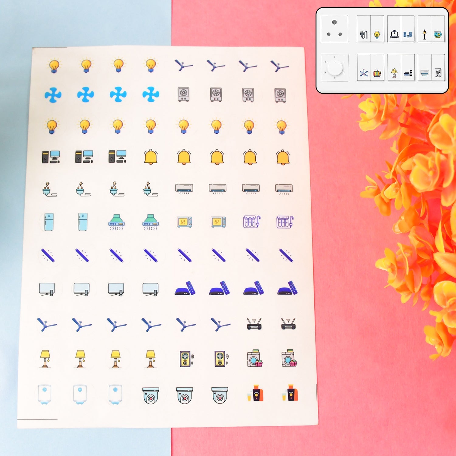Smart Switch Icon Sticker Sheet (1 Sheet, 88 Icons)