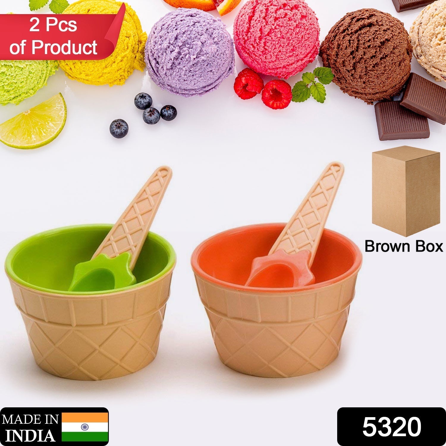 Ice Cream Waffle Bowl Set with Spoon – 2 Units