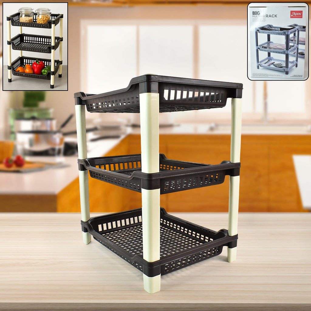 Apex Big Multi use Plastic Storage Rack – 3-Tier (1 Pc)