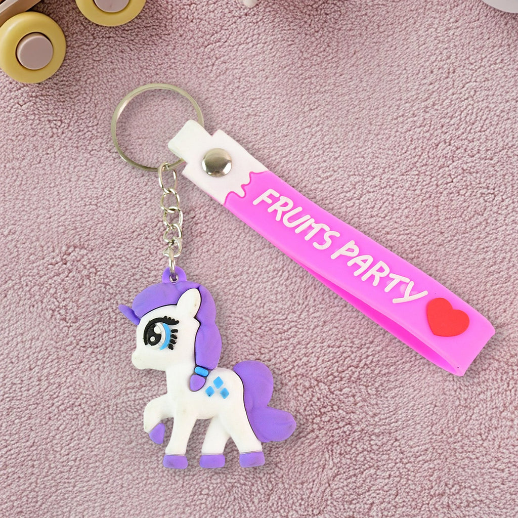 Cute Cartoon Unicorn Keychain with Silicone Strap (1 Pc / Mix design)
