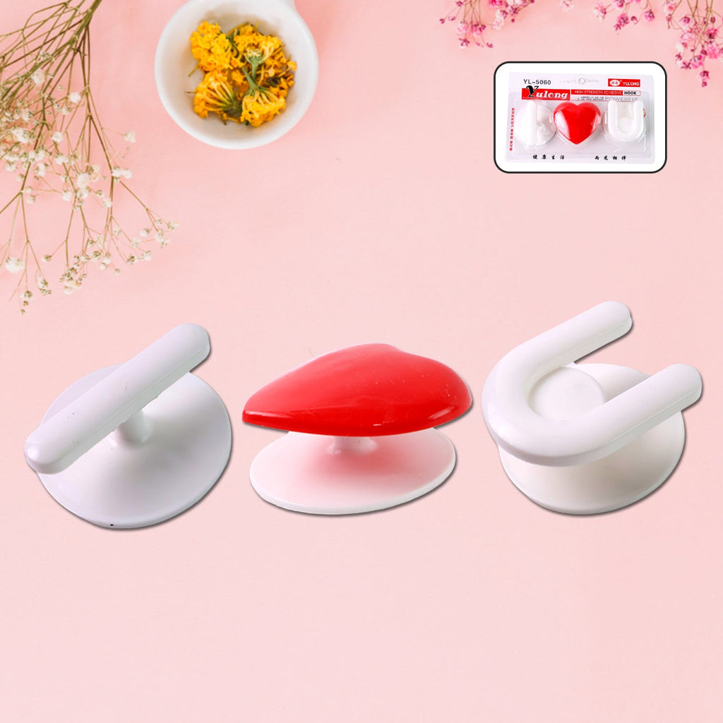Adhesive Wall Hook Set  For KItchen, Bathroom & Home (3pc)
