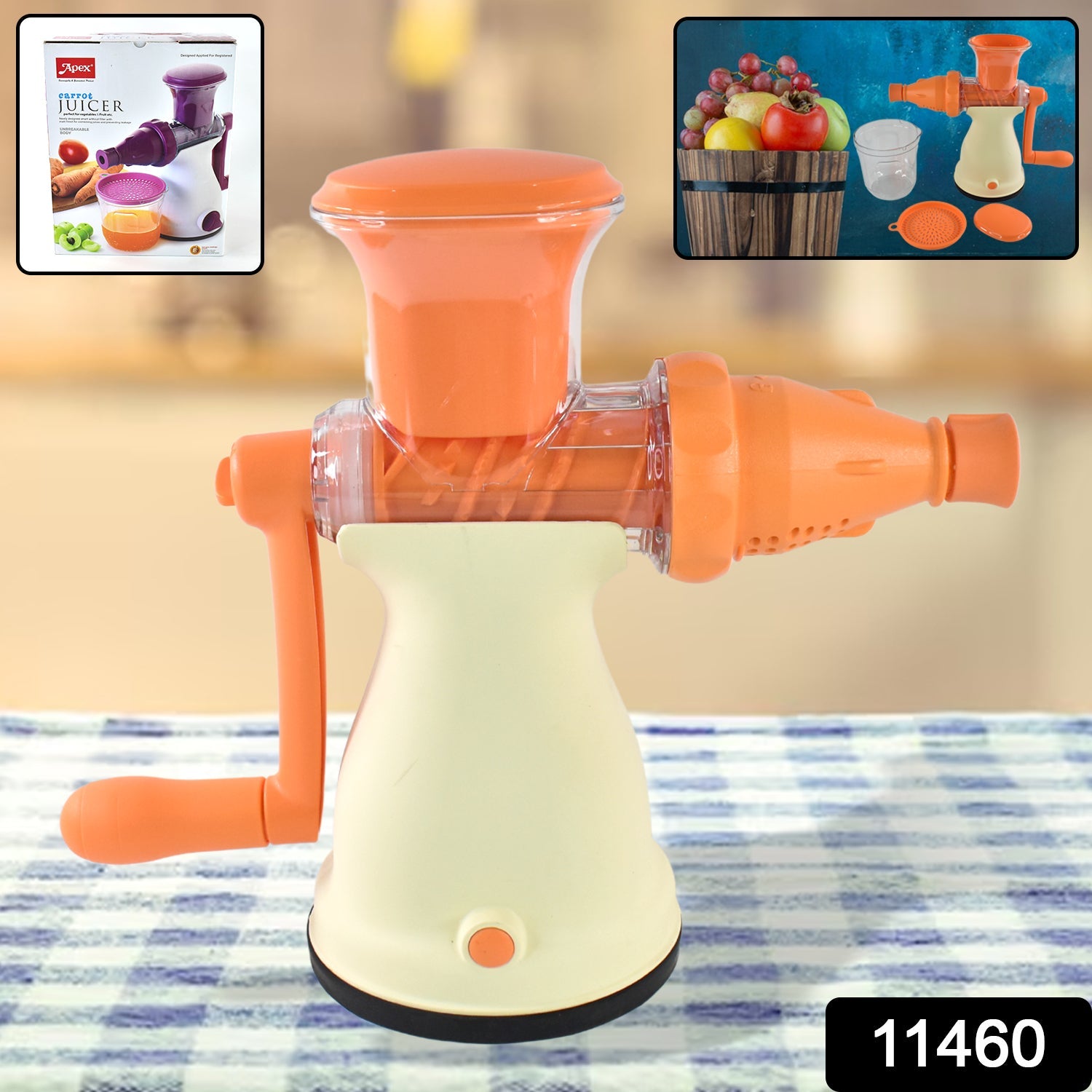 Apex Manual Carrot and Fruit Juicer – Heavy-Duty (1 Pc With Glass)