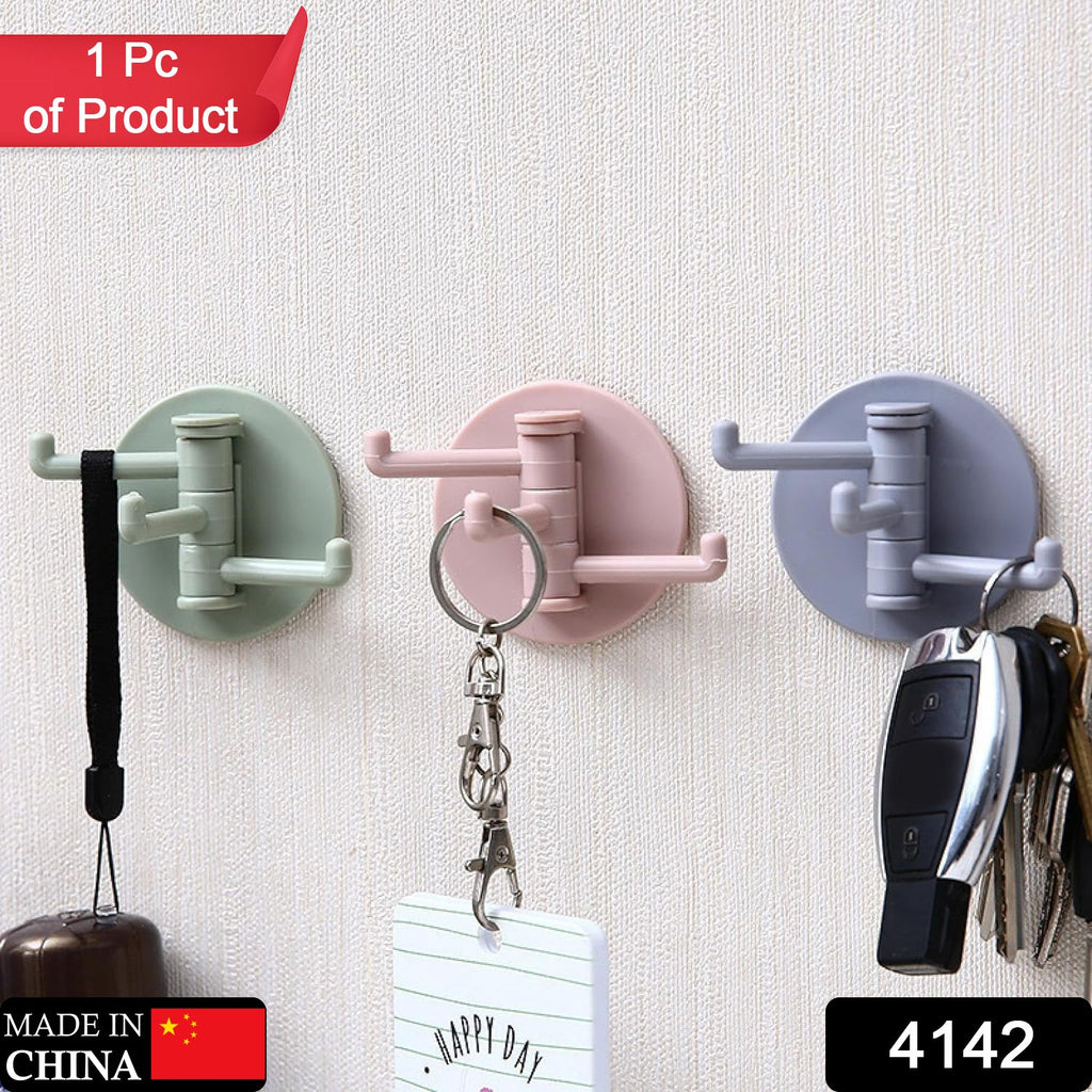 180° Rotating Punch-Free 3-Hook Sticky Hook – 1 Pc