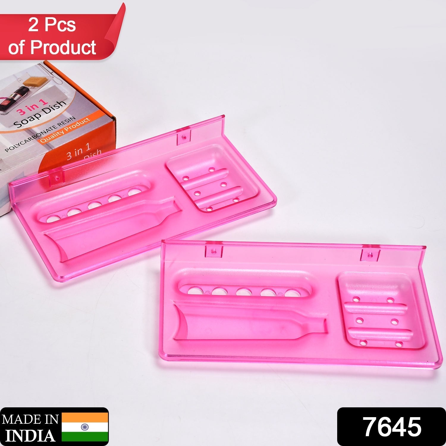 3-in-1 Glass Soap Dish for Bathroom Ware by Pure Source India