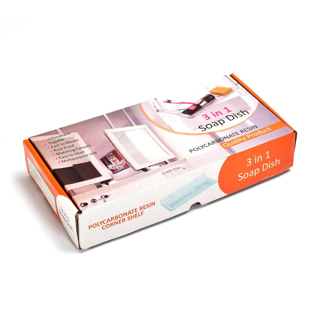 3-in-1 Glass Soap Dish for Bathroom Ware by Pure Source India