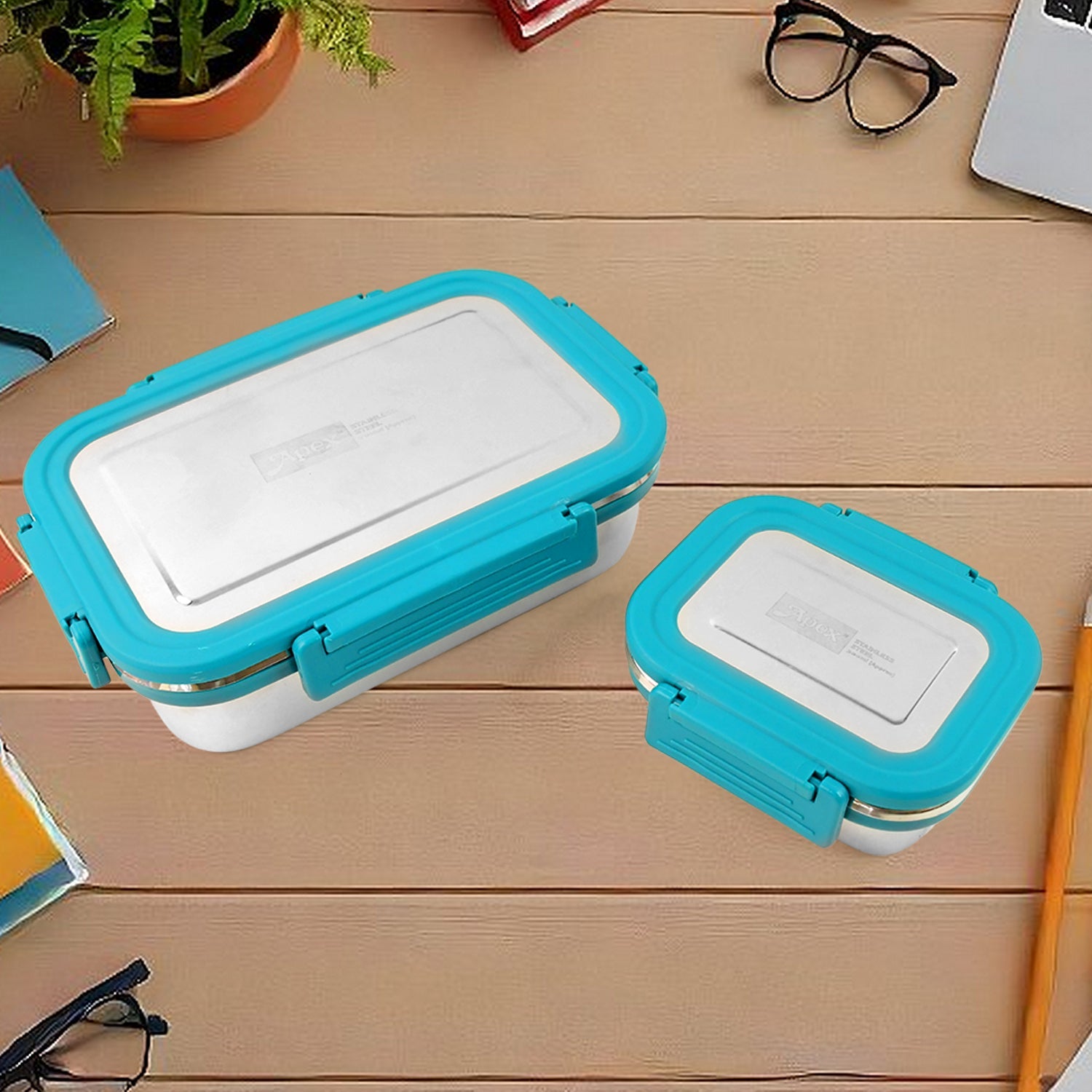 Apex Jerry Lunch Box Premium Stainless Steel Food Container (2 Pc / 700+200 ML Approx)