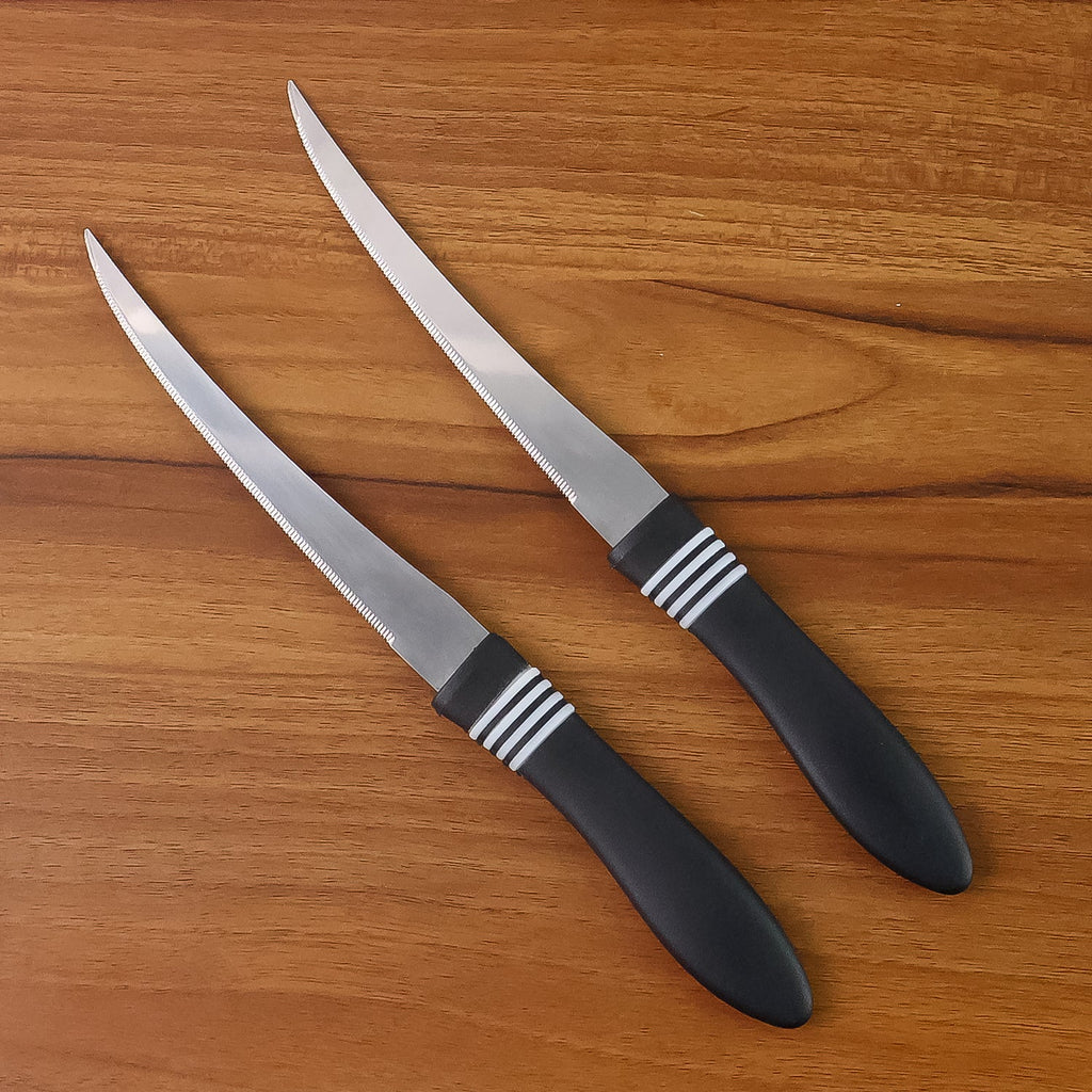 Premium Curved Serrated Stainless Steel Kitchen Knife Set (Mix Color & 2 Pc)