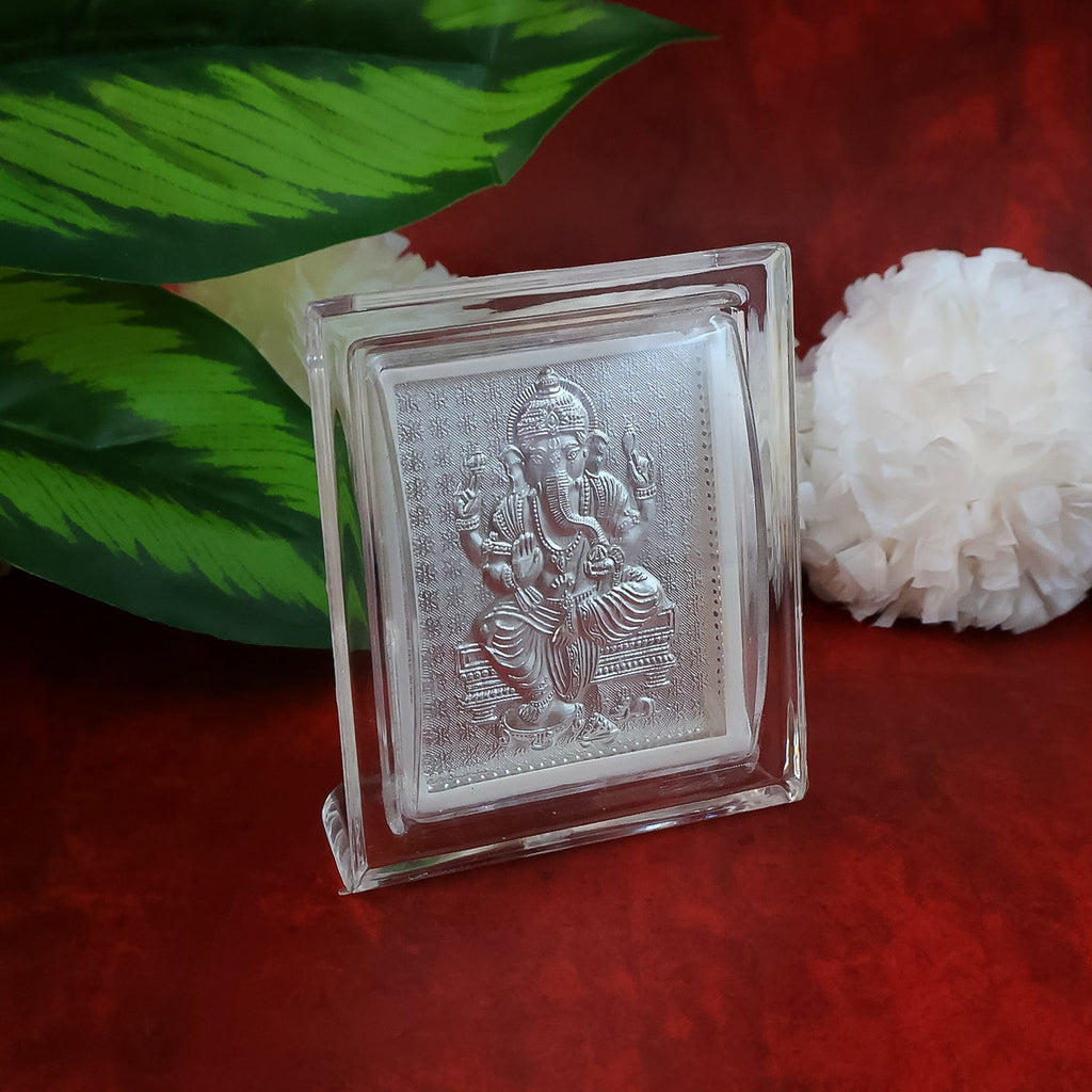 Embossed Silver-Plated Lord Ganesha Photo Frame  (1 Pc)