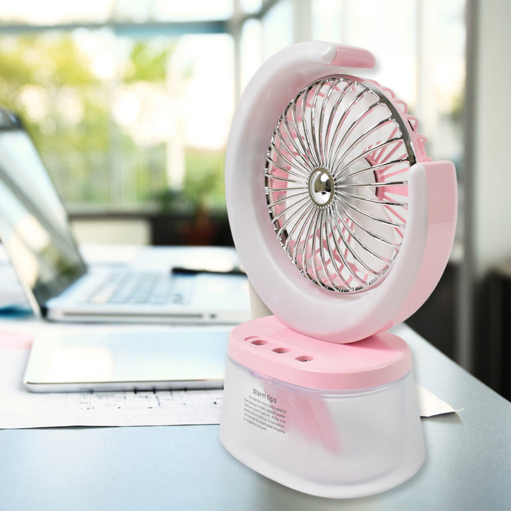 Desktop Fan - Camping Fan with LED Light, Portable Humidifying Fan (1 Pc / Plug & Play Fan)