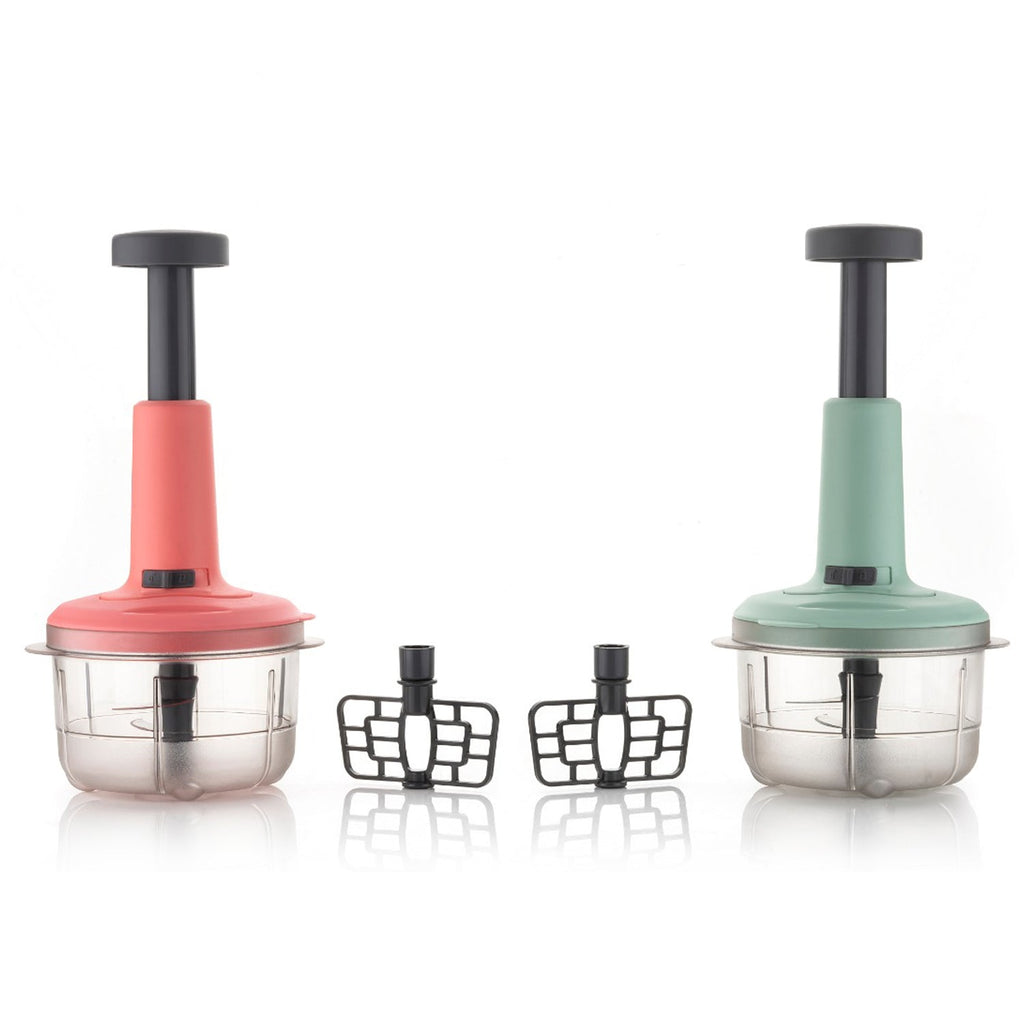 2-in-1 Push Chopper 800ml with Stainless Steel Blade for Quick Food Prep